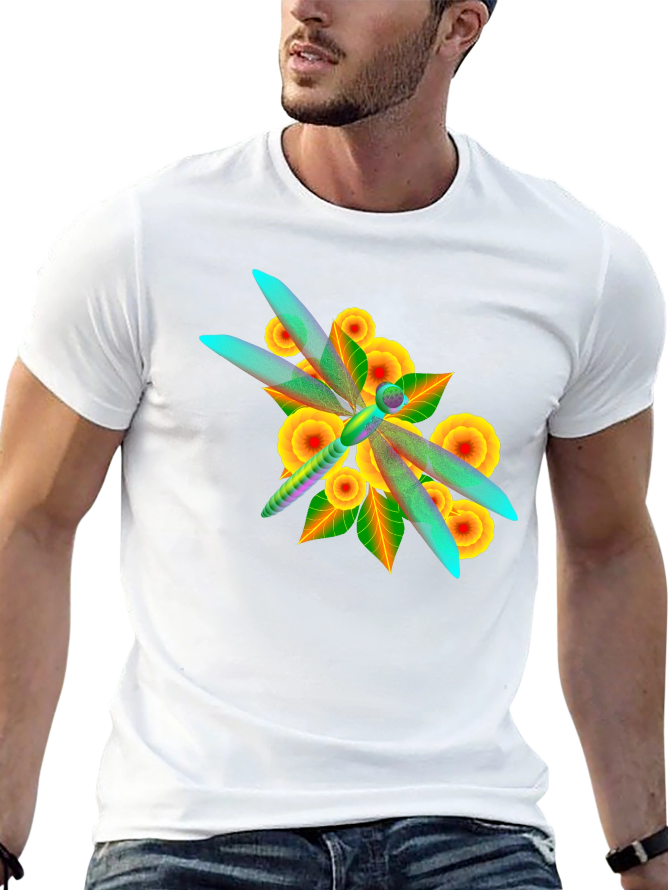 Dragonfly Floral Print T-Shirt
