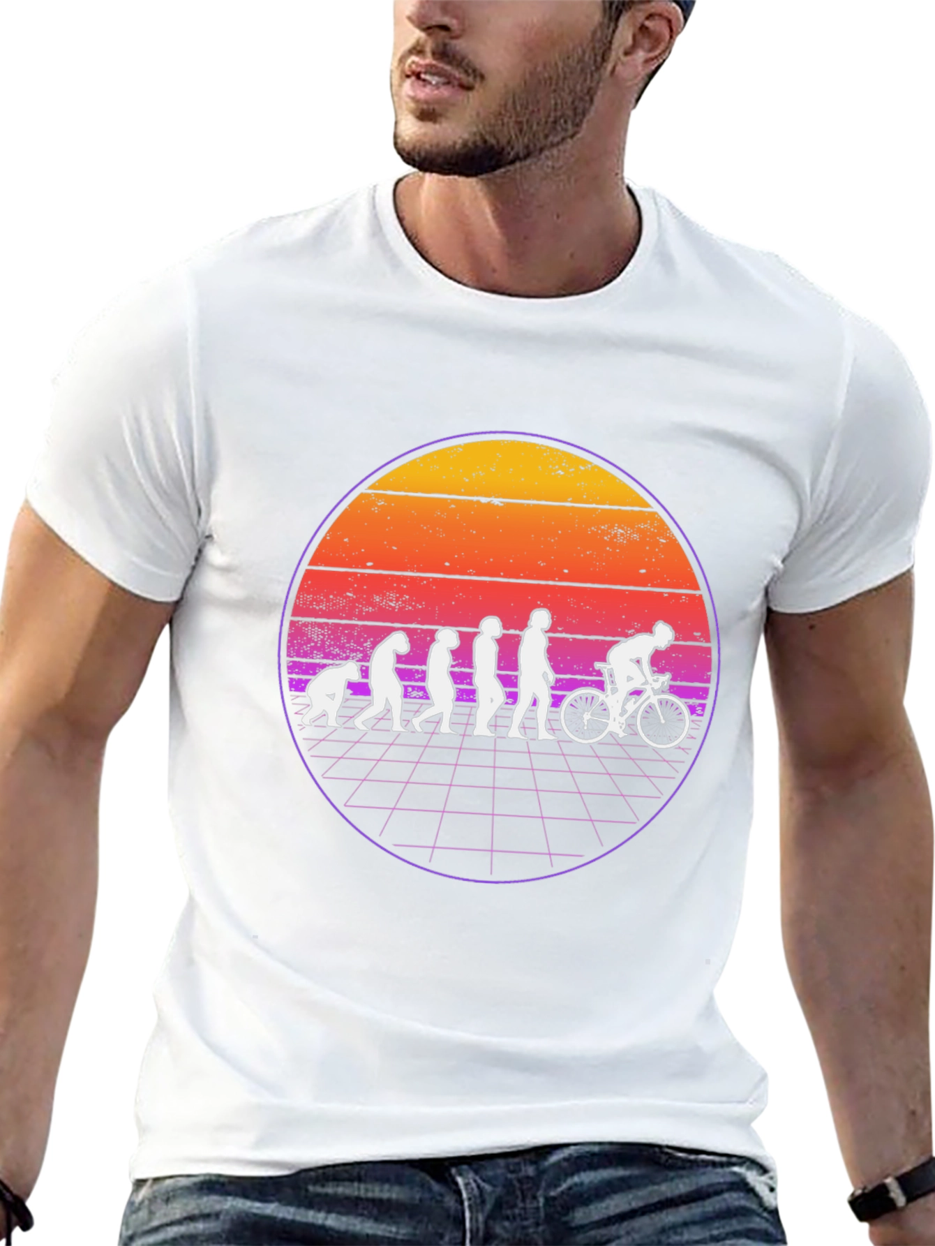 Evolution Cyclist T-Shirt - Retro Design