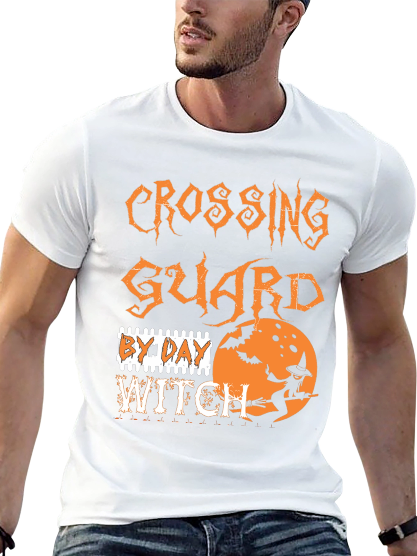 Halloween Crossing Guard Witch Graphic Tee