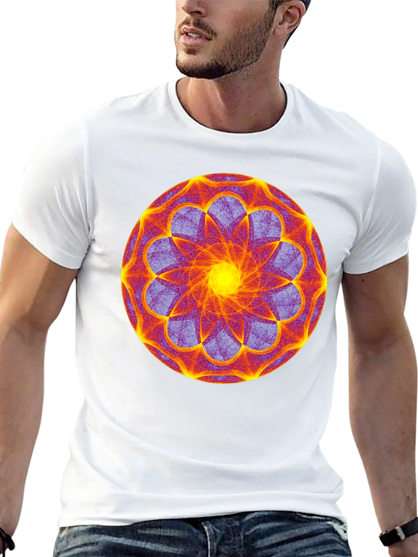 Geometric Mandala Graphic Print Black Tee