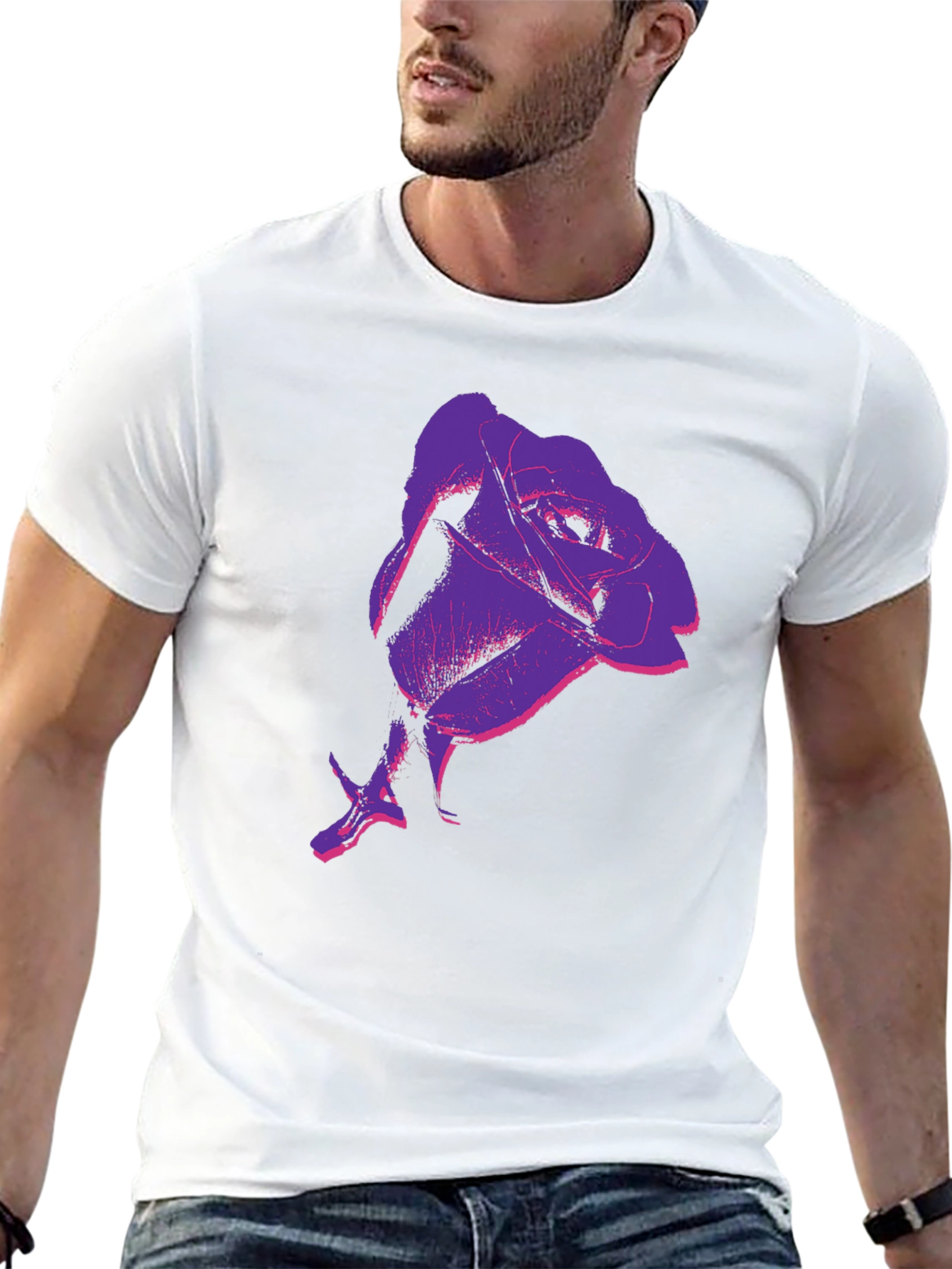 Rose Graphic Print Black T-Shirt