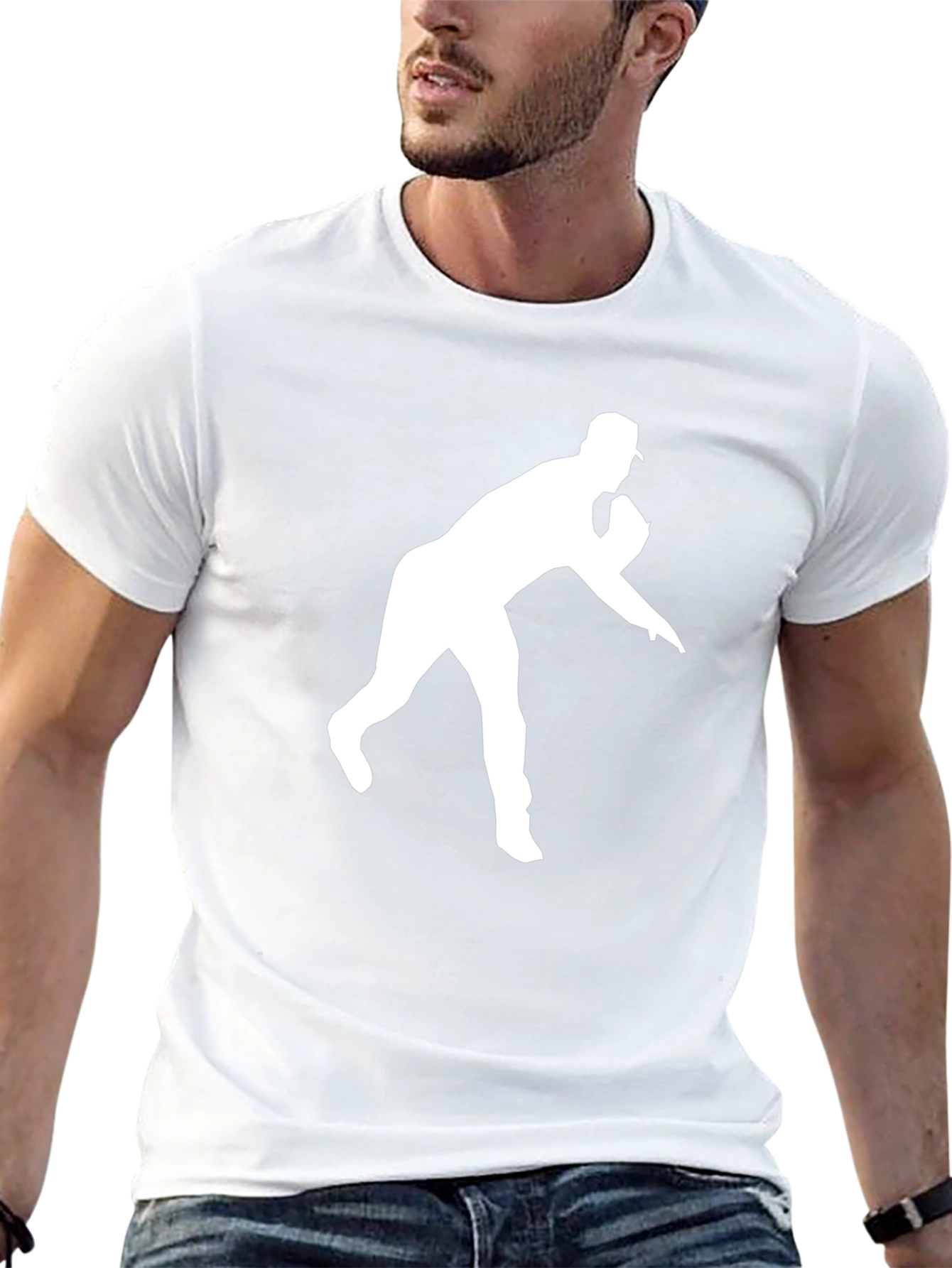 Baseball Pitcher Graphic Tee - Black