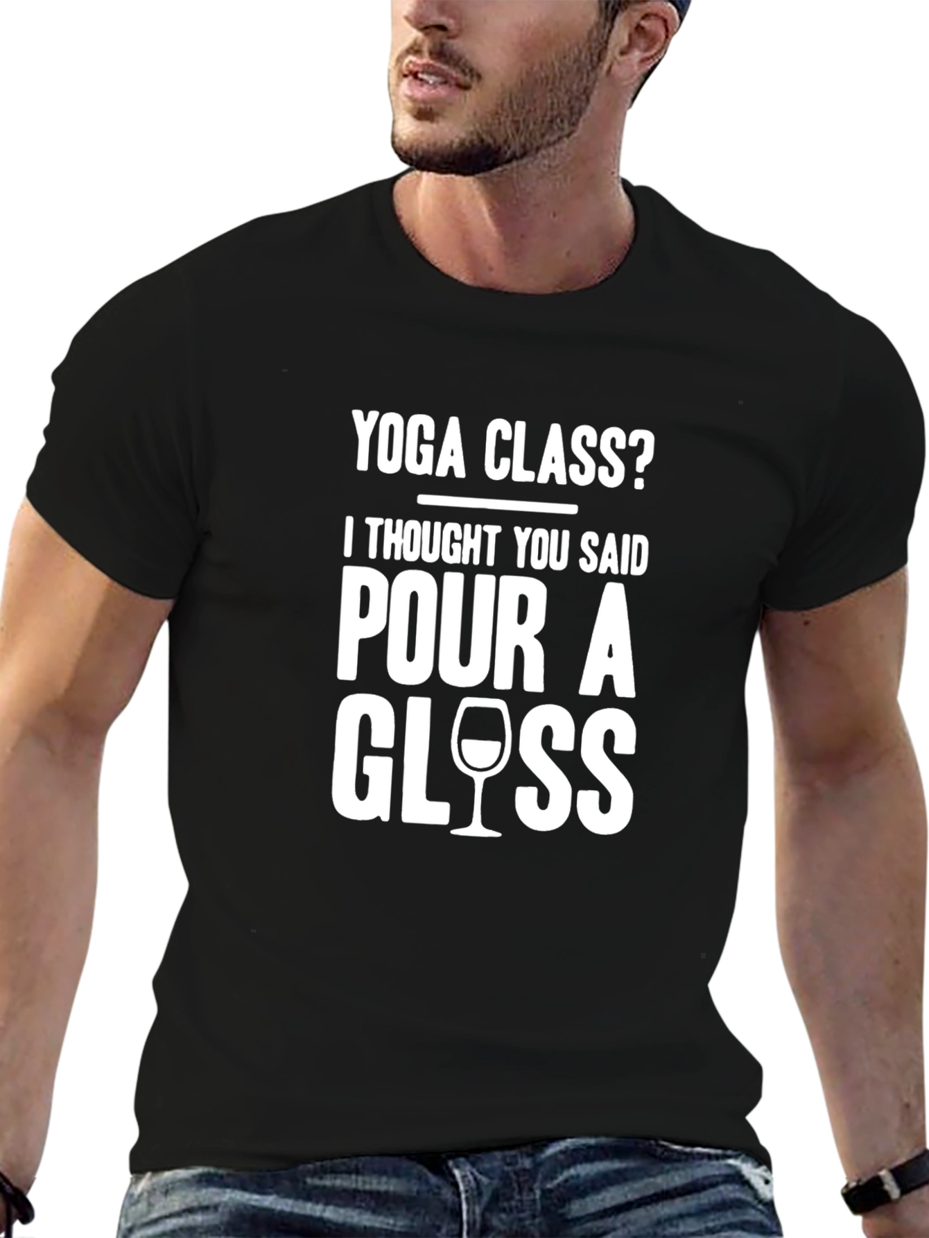 Funny Yoga Class Wine Lover T-Shirt