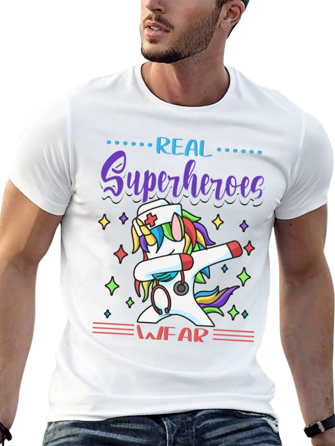Real Superheroes Wear Unicorn Nurse T-Shirt