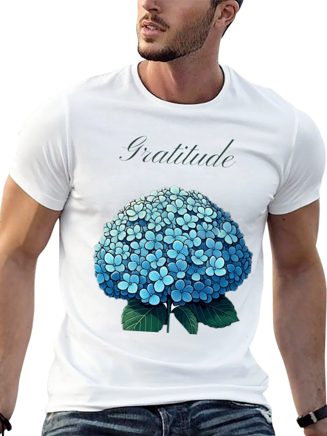 Gratitude Hydrangea Graphic Tee - Black