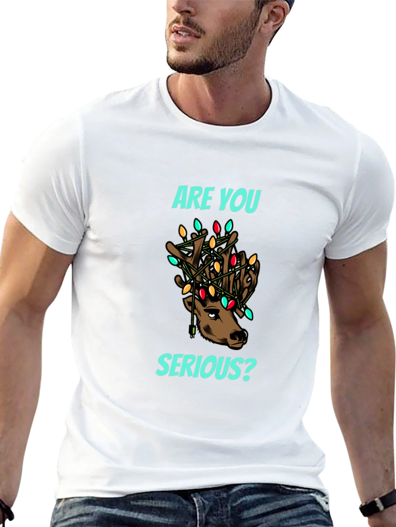 Are You Serious? Reindeer Christmas Lights T-Shirt