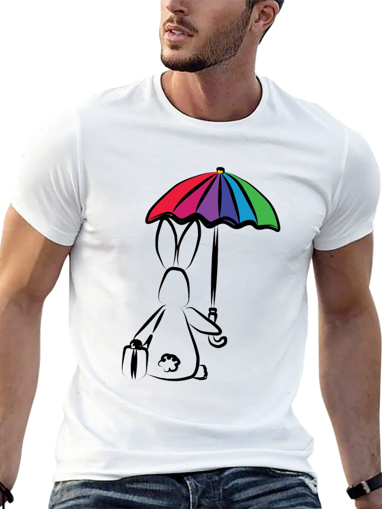 Rainbow Umbrella Bunny T-Shirt