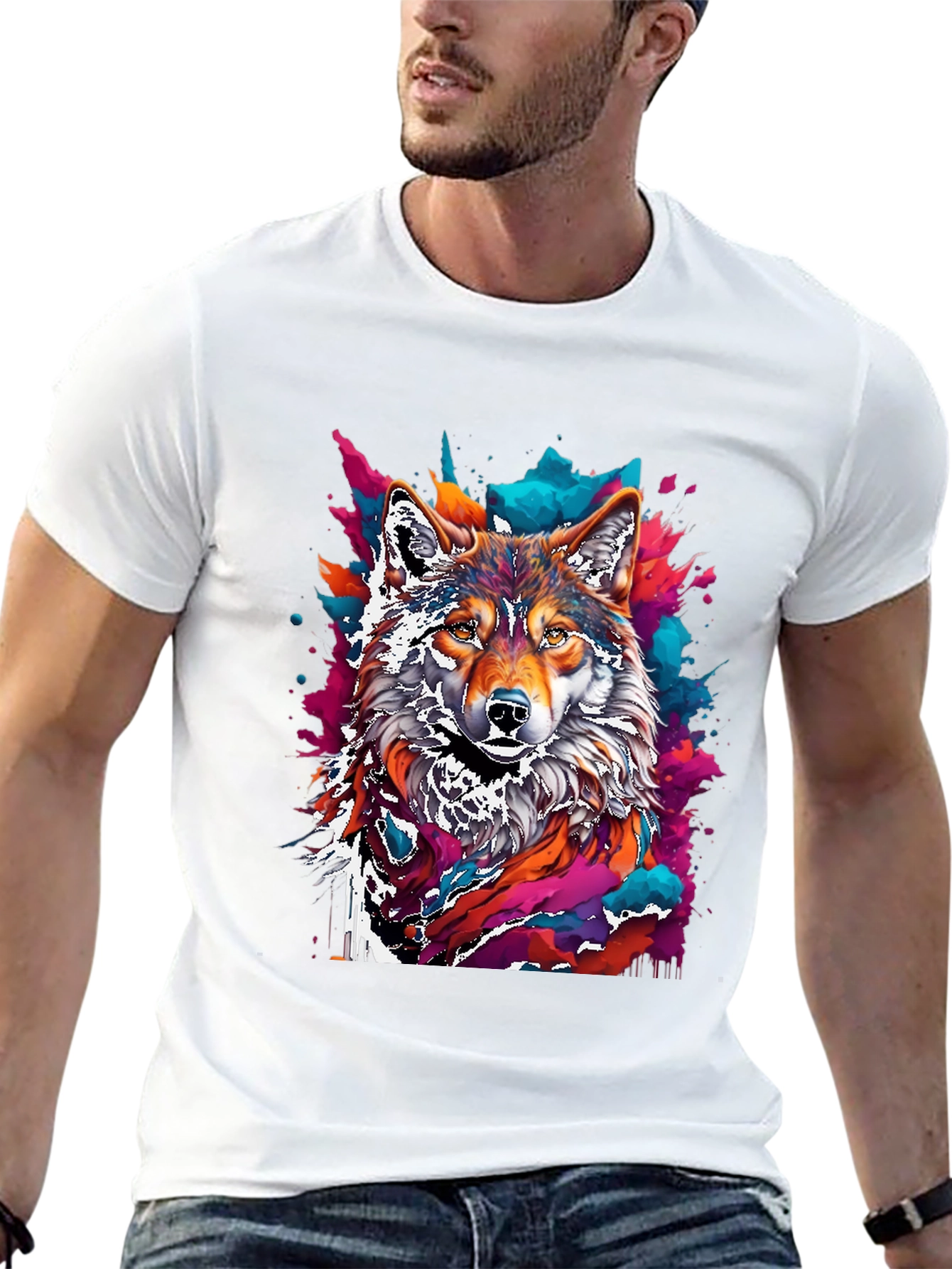 Vivid Wolf Graphic T-Shirt - Unique Design