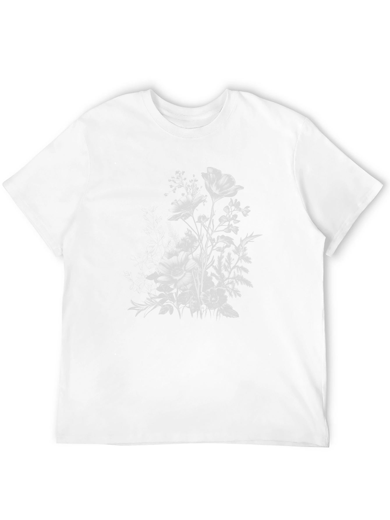 Floral Print Black Casual T-Shirt