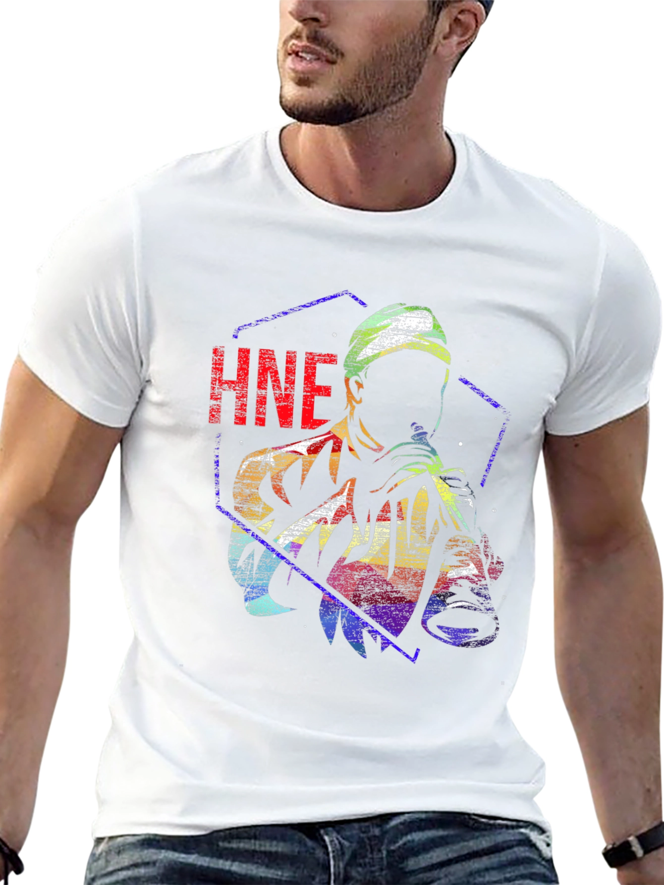 HNE Rainbow Graphic T-Shirt - Unique Art Tee