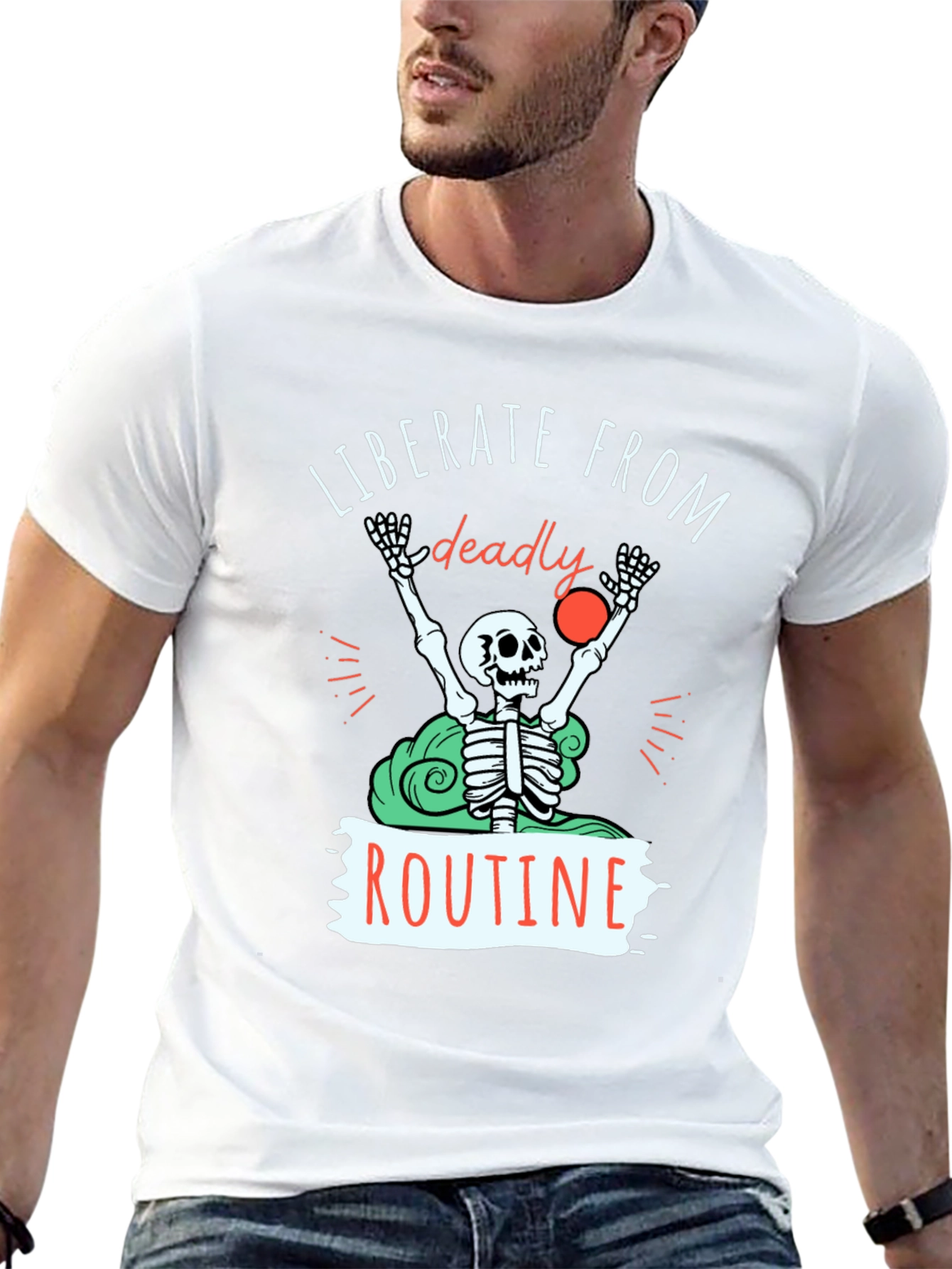 Liberate from Routine T-Shirt - Skeleton Design