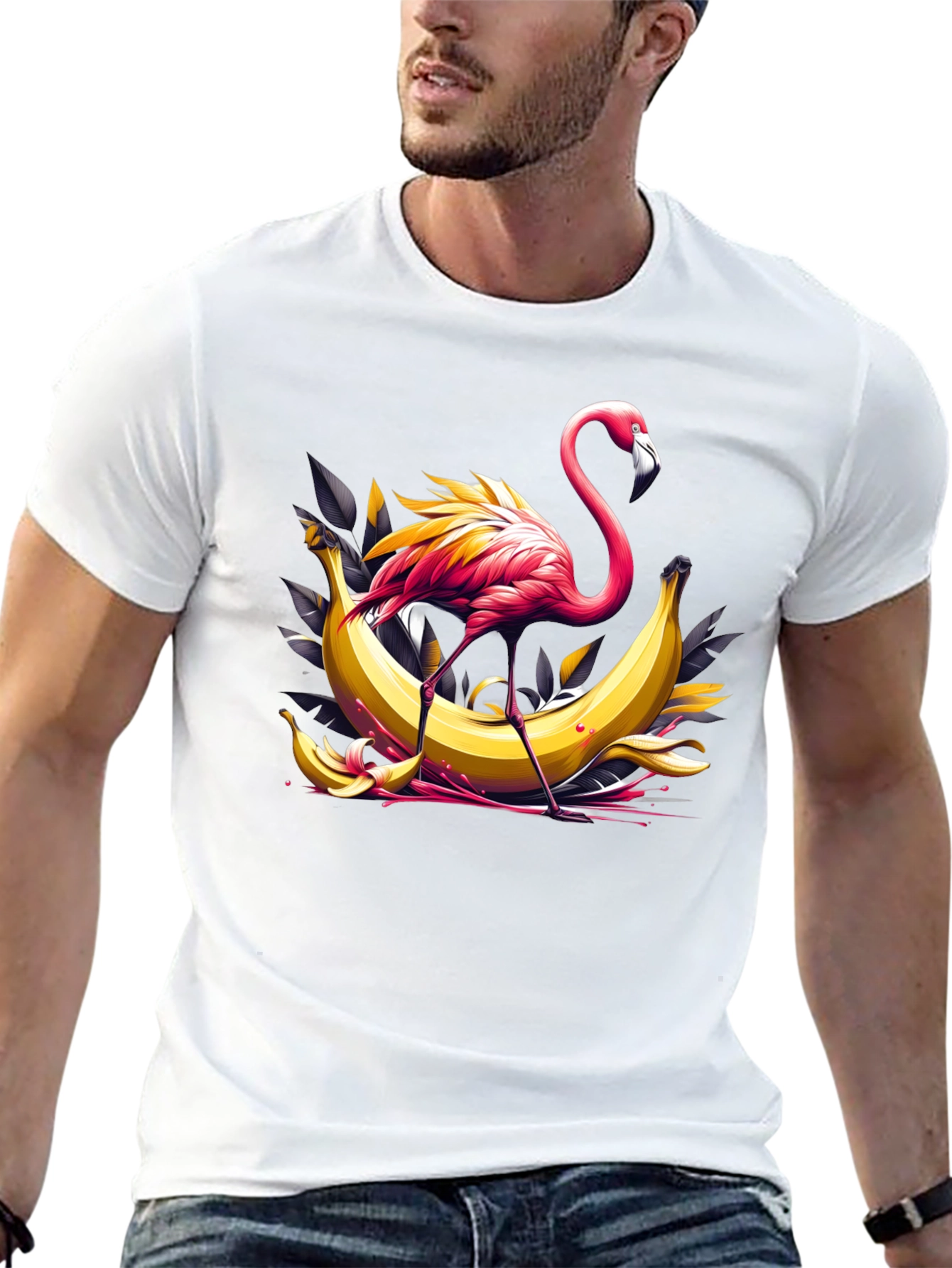 Flamingo & Banana Graphic T-Shirt - Unique Design