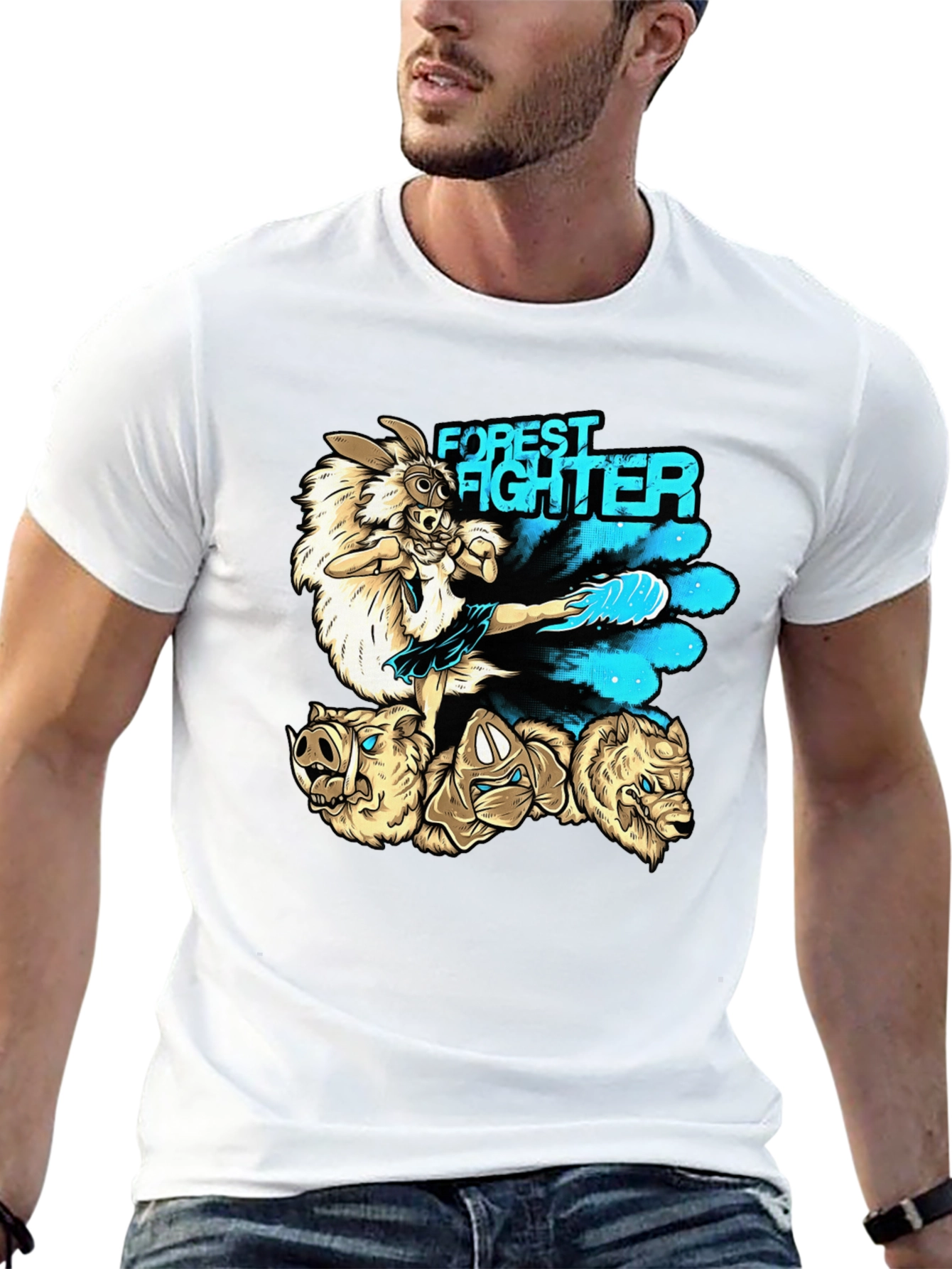 Forest Fighter Graphic Tee - Martial Arts Rabbit