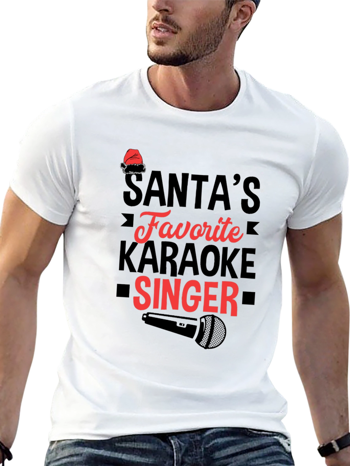 Santas Favorite Karaoke Singer Graphic T-Shirt
