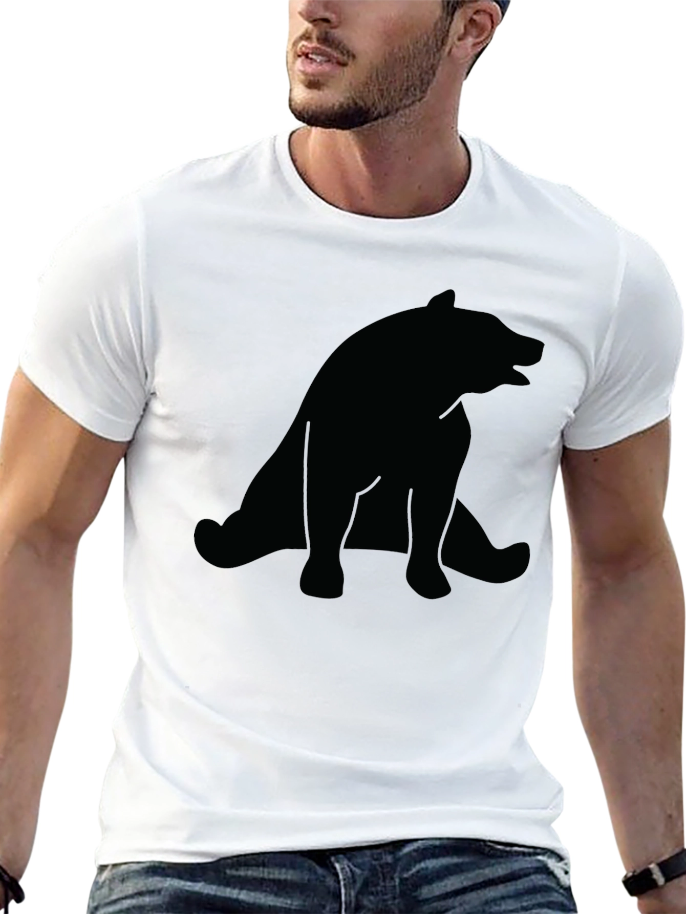 Bear Silhouette Mens Black T-Shirt