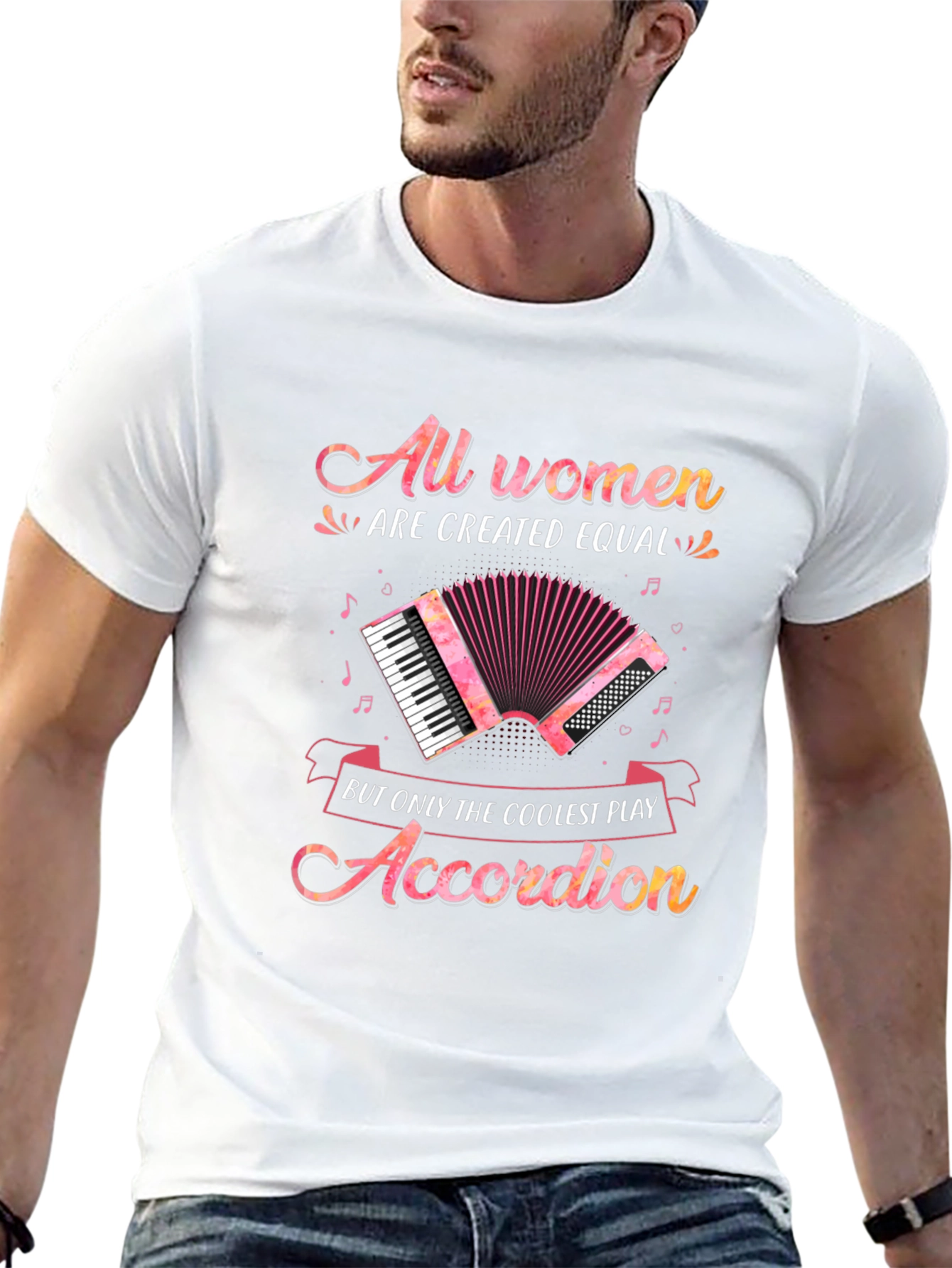 All Women Accordion Player Black T-Shirt