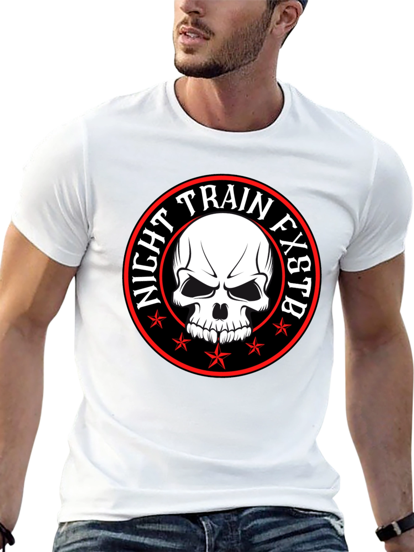 Night Train FXSTB Skull Graphic T-Shirt