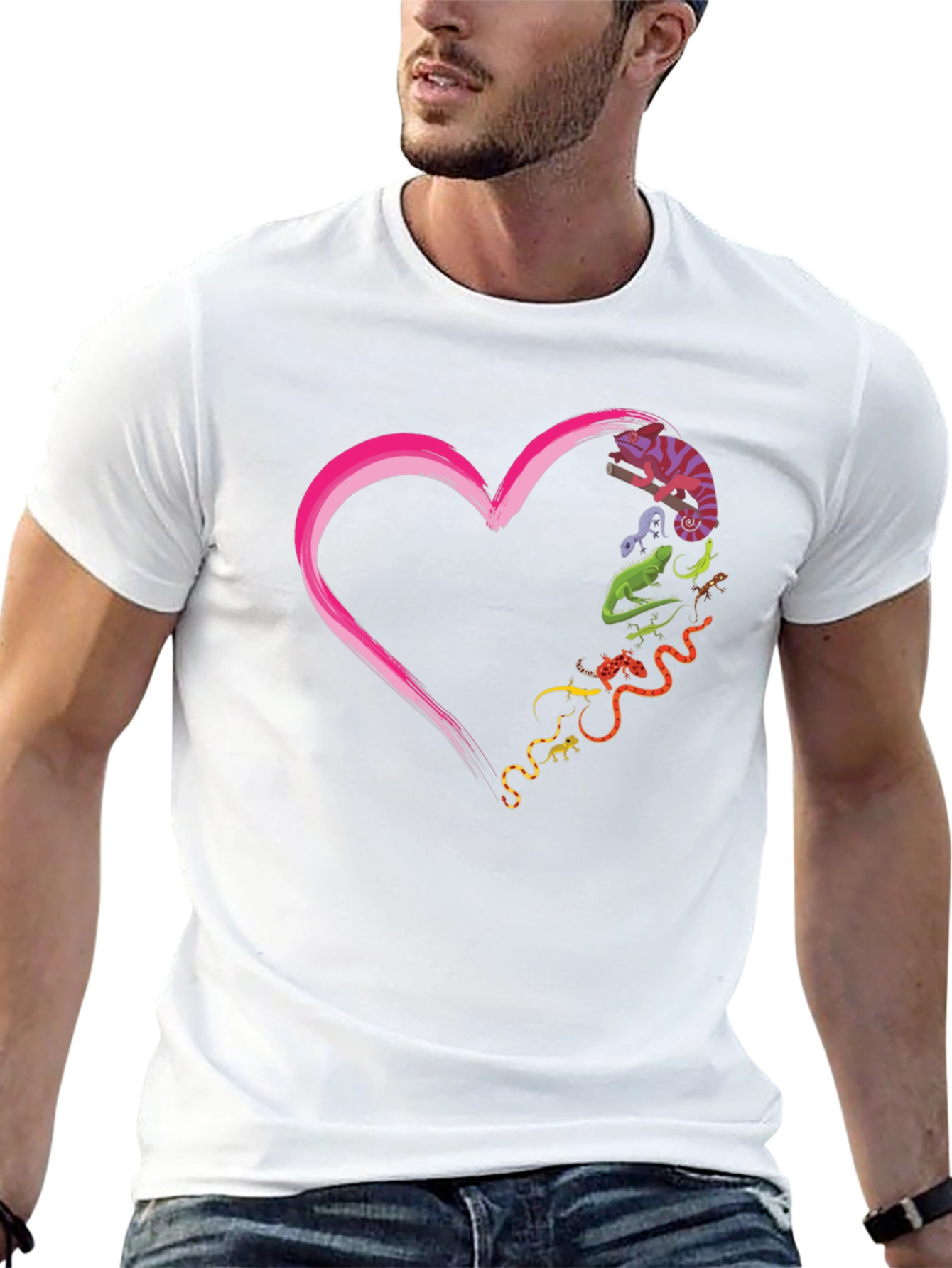 Reptile Love Graphic T-Shirt - Unique Animal Heart Tee
