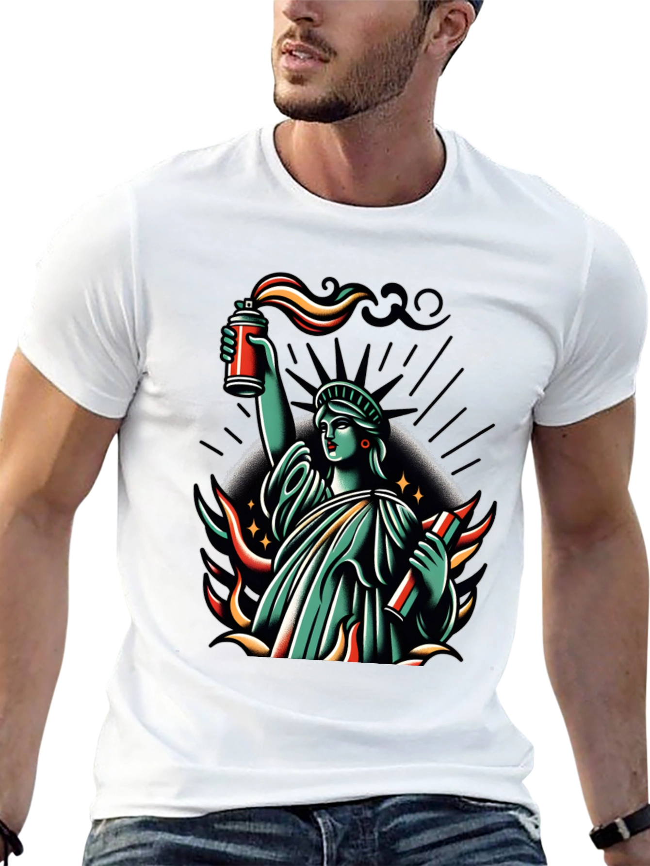 Liberty Spray Paint Graphic T-Shirt - Black
