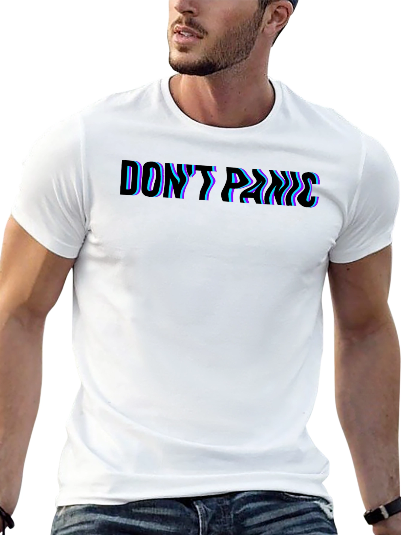 Dont Panic Glitch Tee - Premium Black T-Shirt