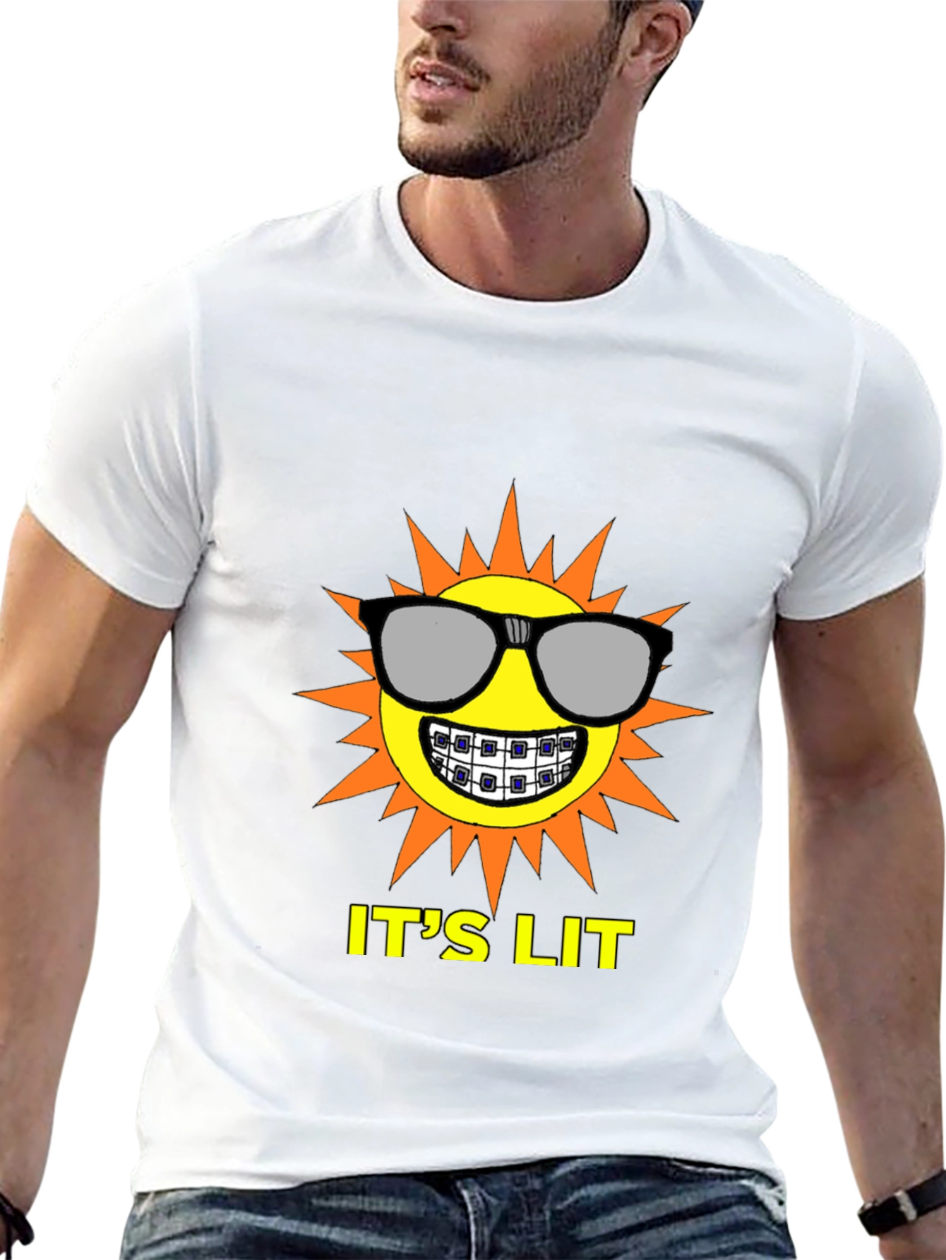 Its Lit Sun Graphic Tee - Black Cotton T-Shirt