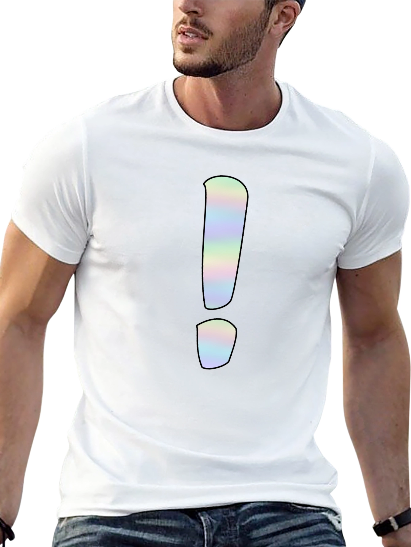 Statement Tee: Holographic Exclamation Point Graphic Shirt