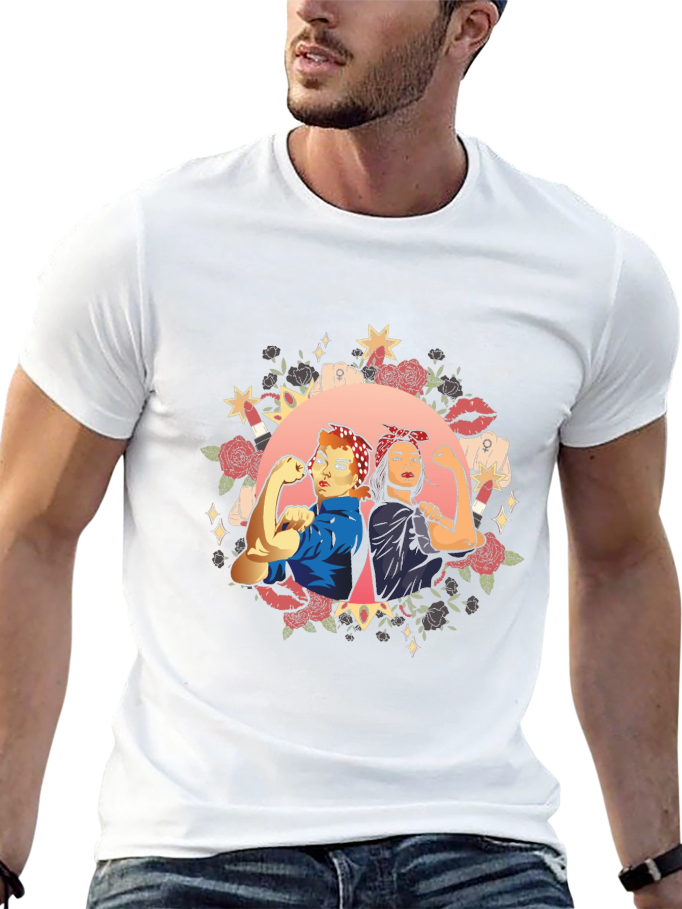 Feminist Empowerment Graphic Tee - Rosie the Riveter Style