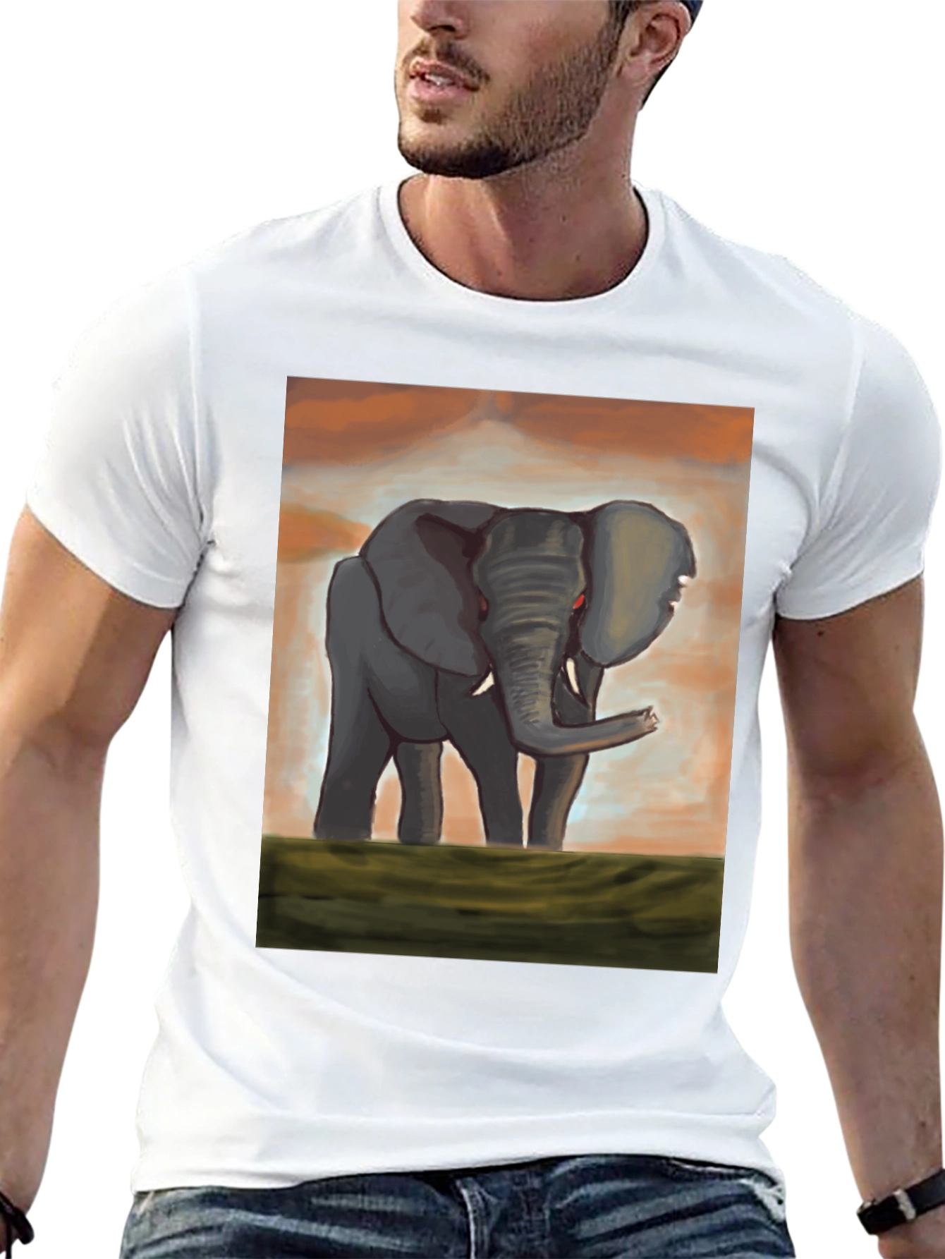 Elephant Graphic T-Shirt - Unique Artistic Design