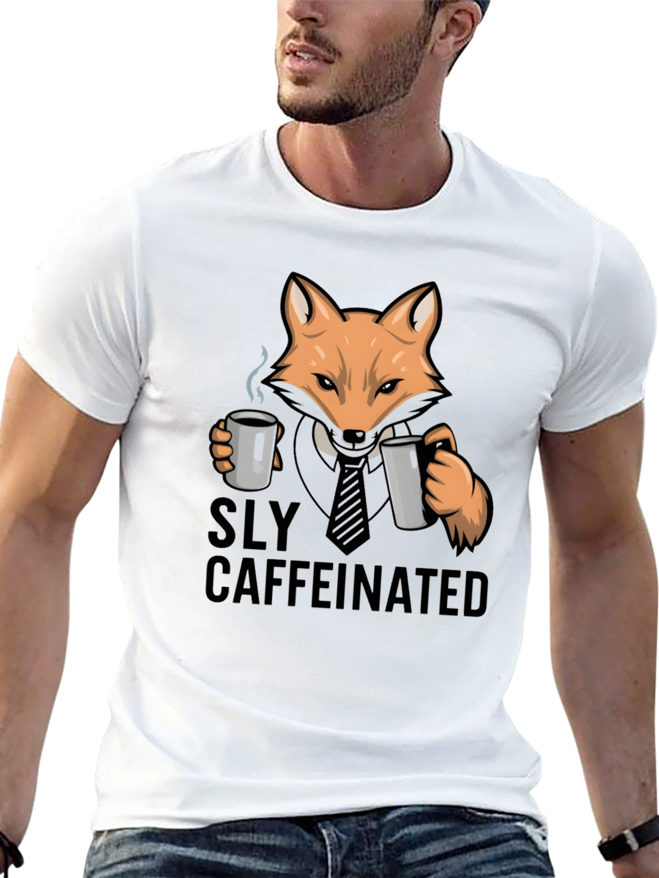 Sly Caffeinated Fox Black T-Shirt