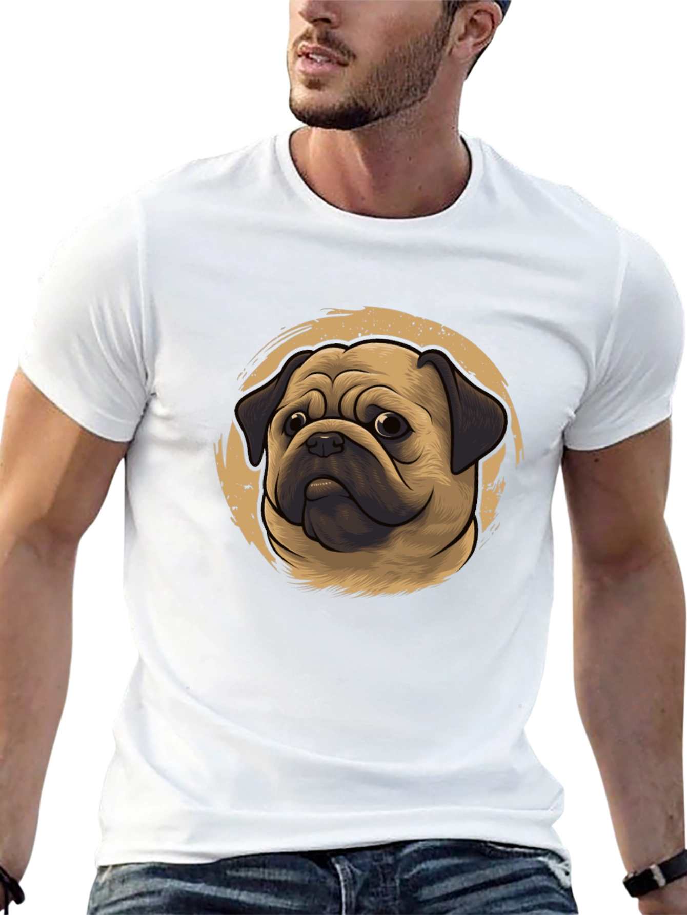Pug Portrait Graphic Tee - Black
