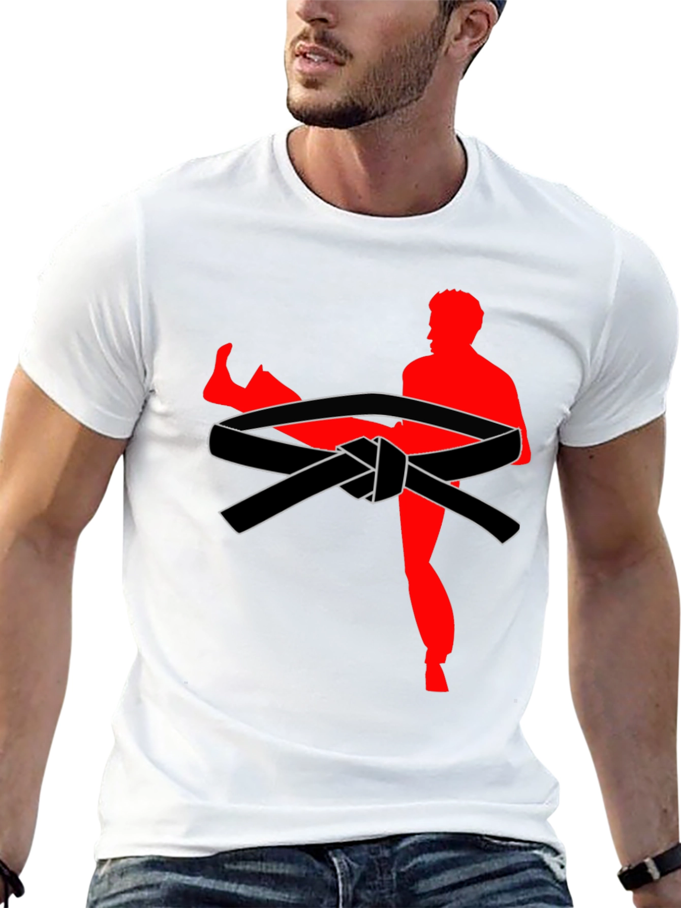 Karate Kick T-Shirt - Black Belt Design