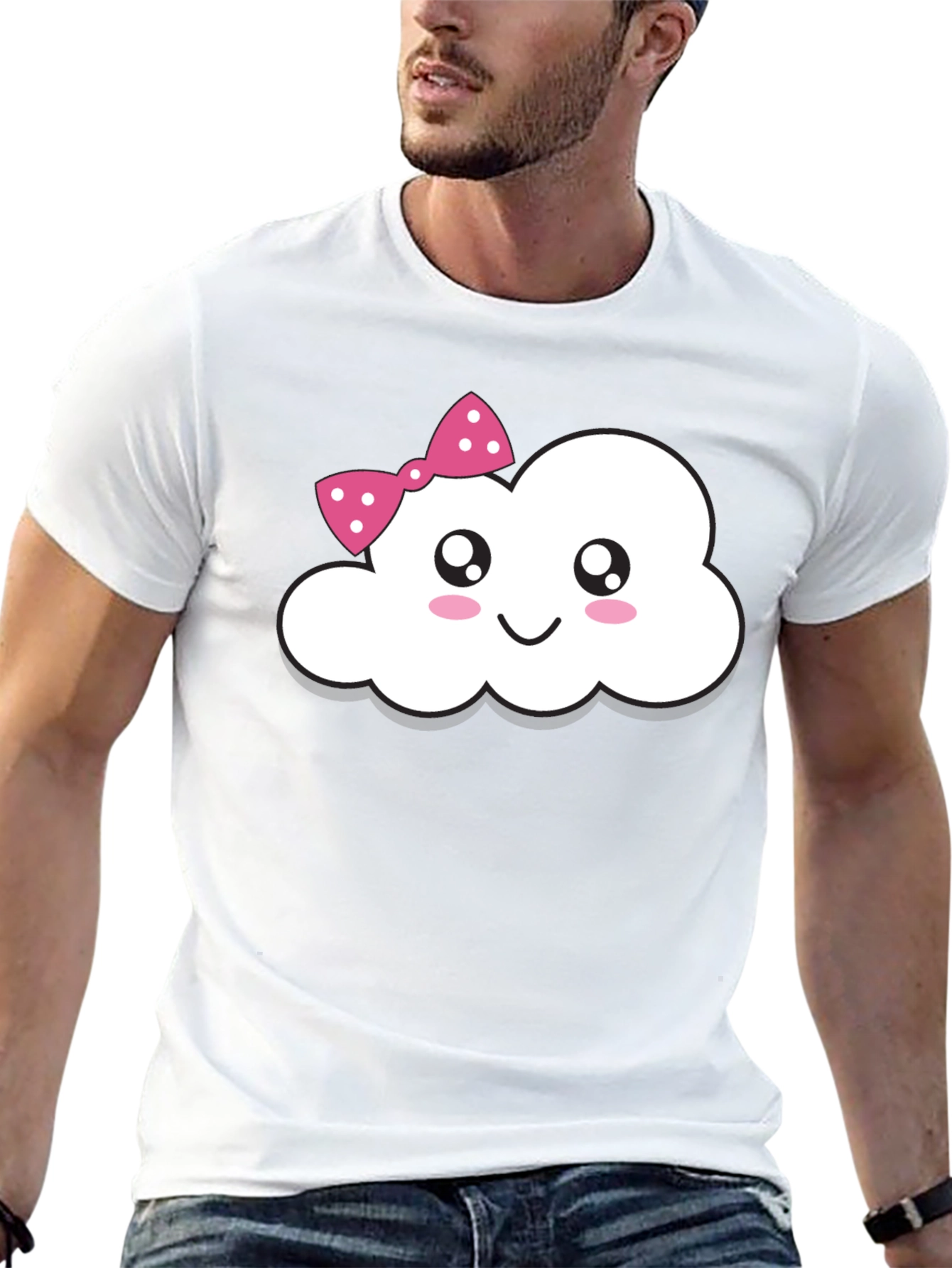 Cute Cloud with Bow T-Shirt - Fun Kawaii Style
