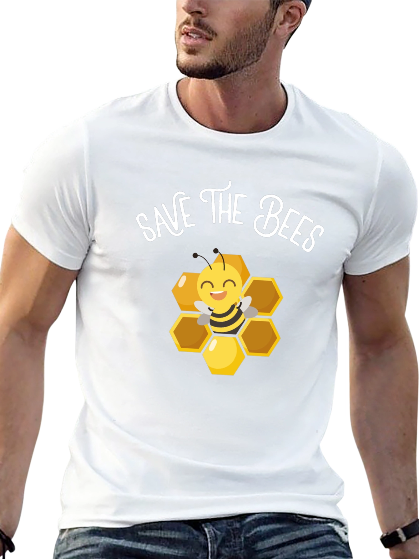 Save the Bees T-Shirt: Cute Bee and Honeycomb Design