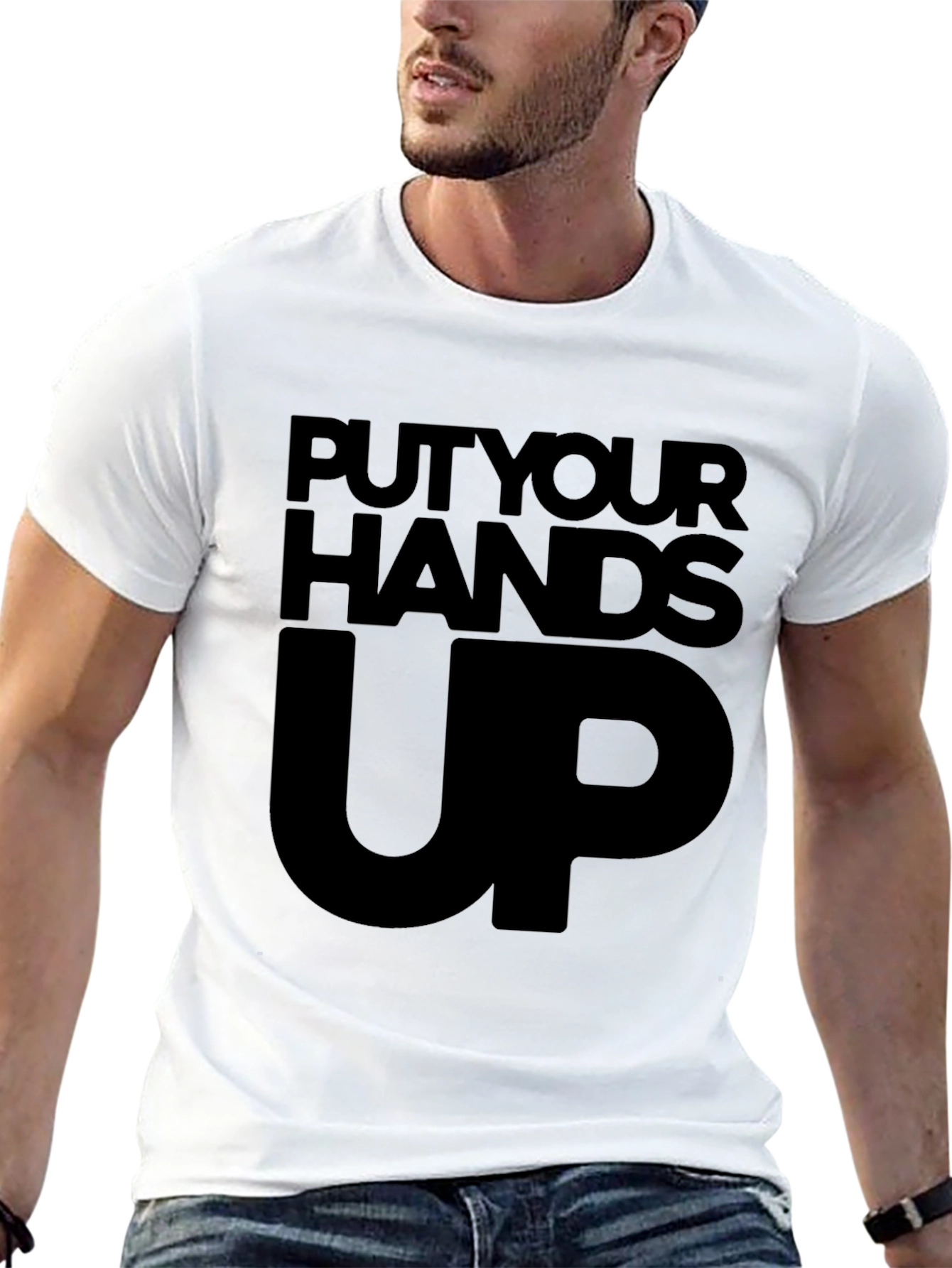 Put Your Hands Up Graphic Tee - Black