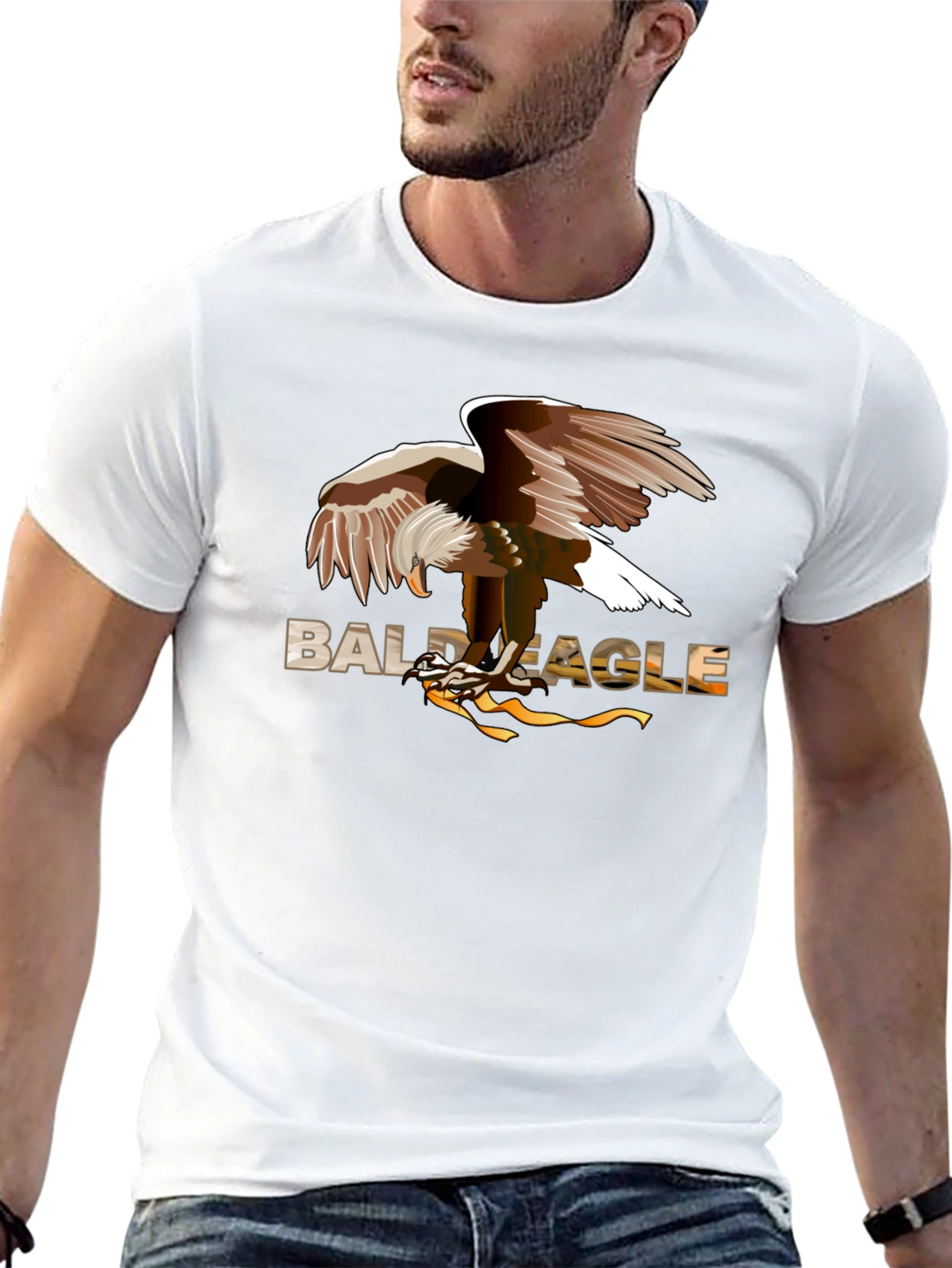 Bald Eagle Graphic Print Black T-Shirt