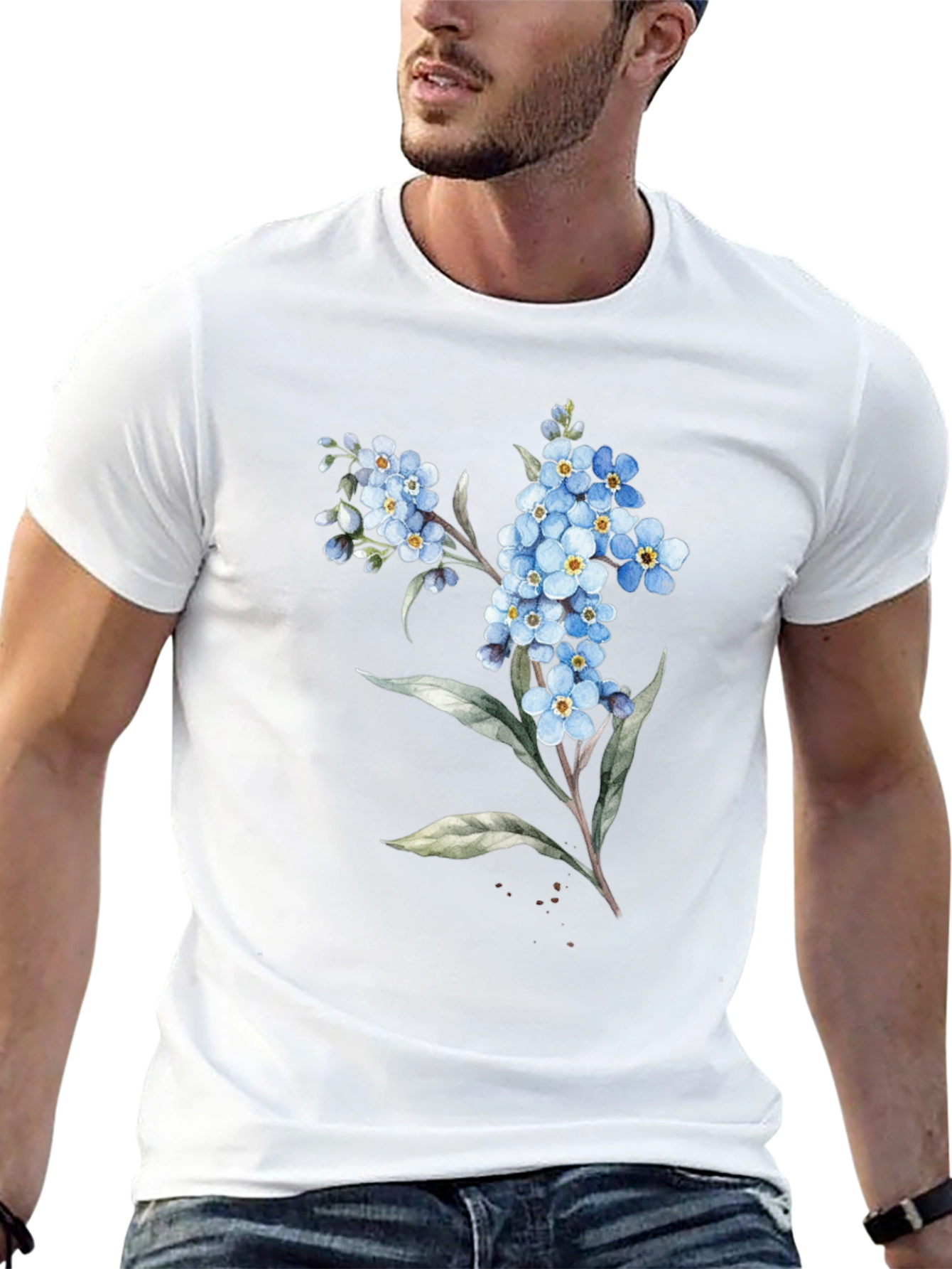 Floral Print Black Tee