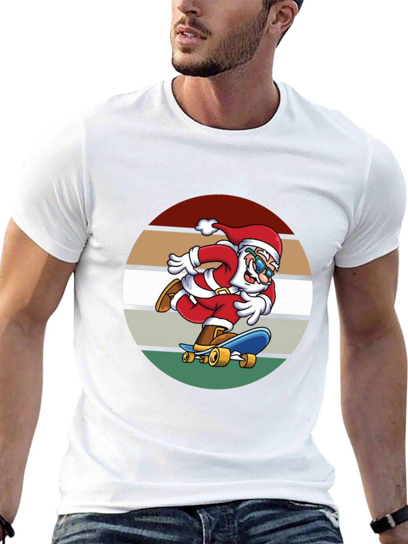 Skateboarding Santa Graphic Tee