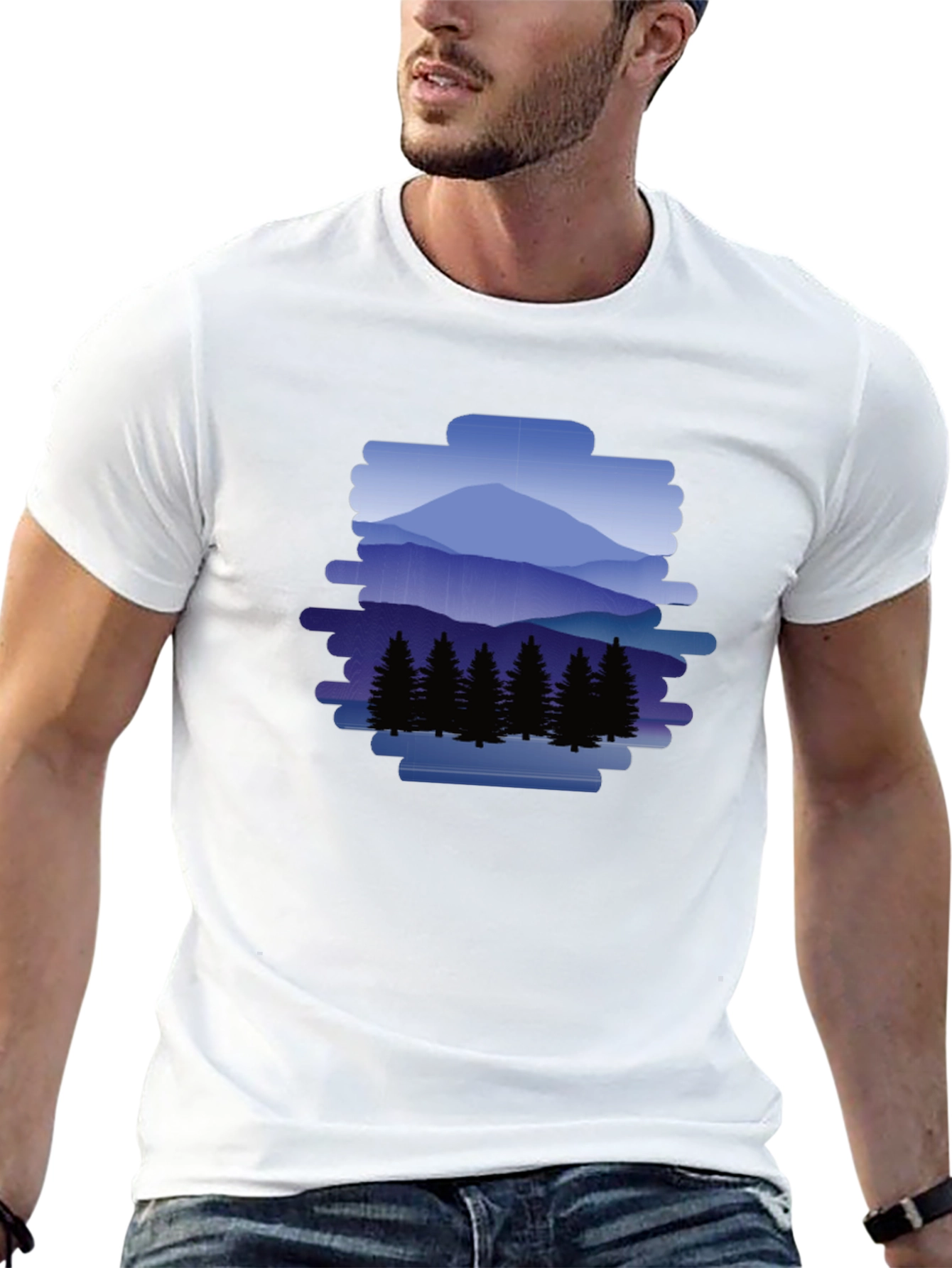 Mountain Scene Graphic Tee - Nature Lovers Black T-Shirt