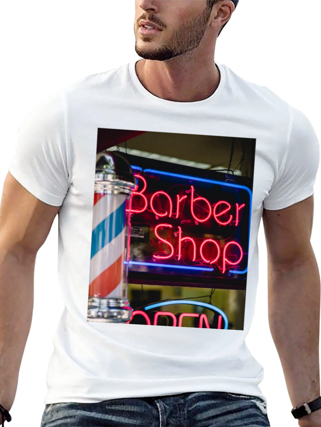 Barber Shop Neon Sign Graphic T-Shirt