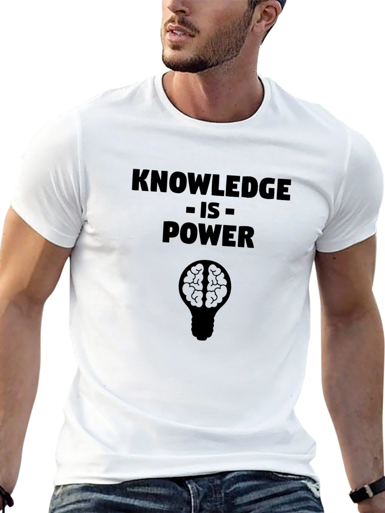 Knowledge is Power Brain Lightbulb Black T-Shirt
