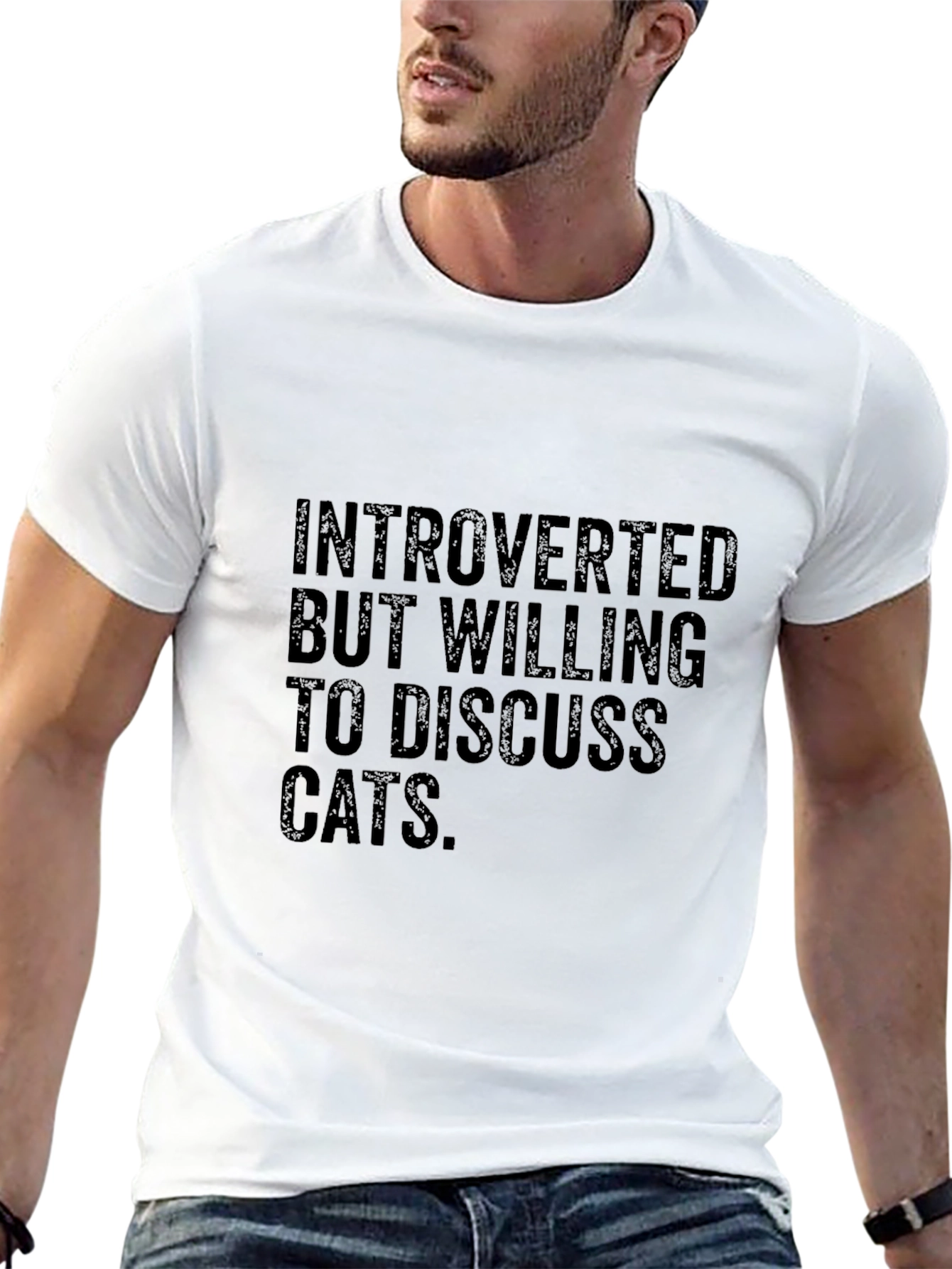Introverted Cat Lover Black T-Shirt