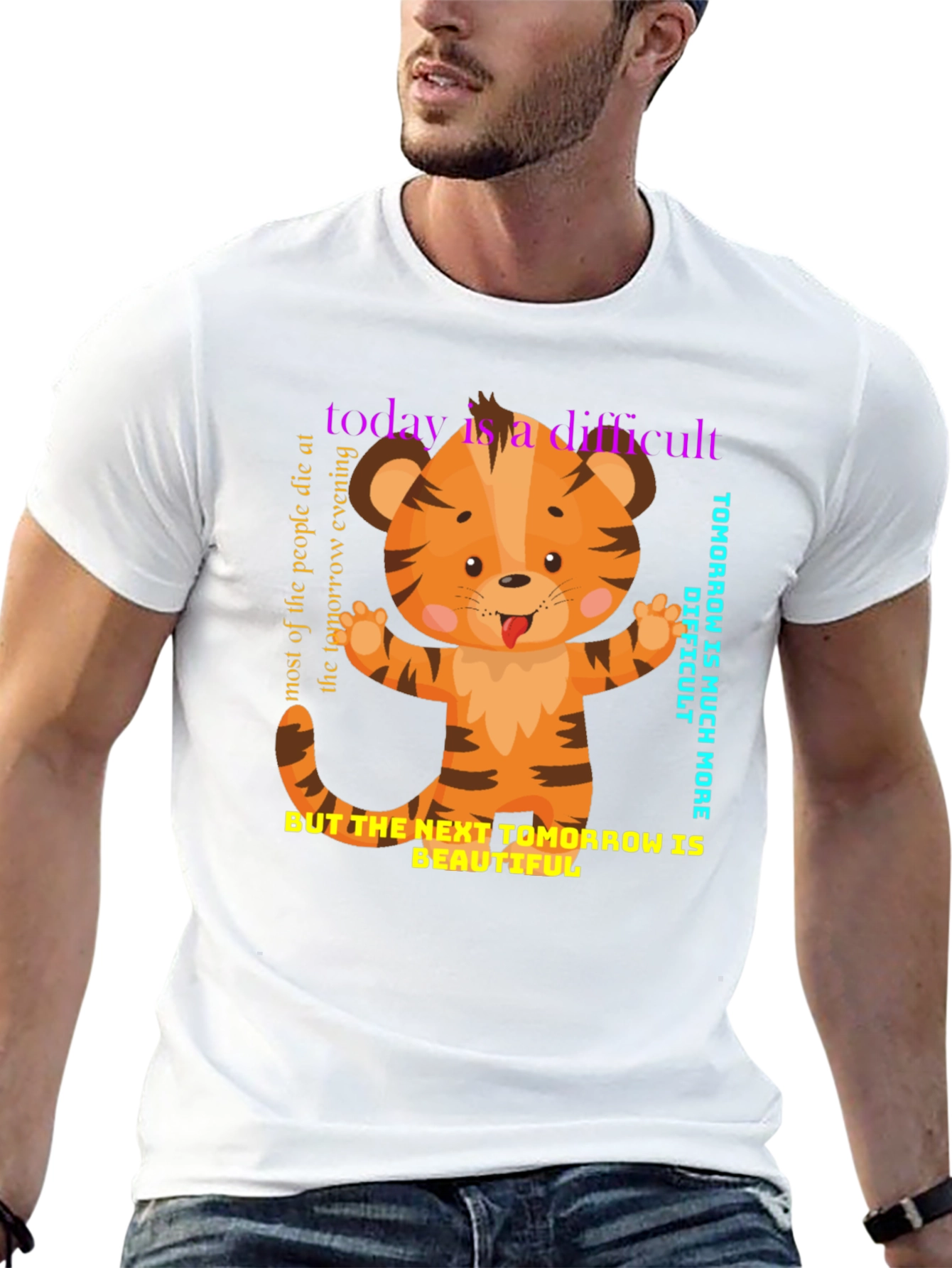 Cute Tiger Graphic Tee - Motivational Design