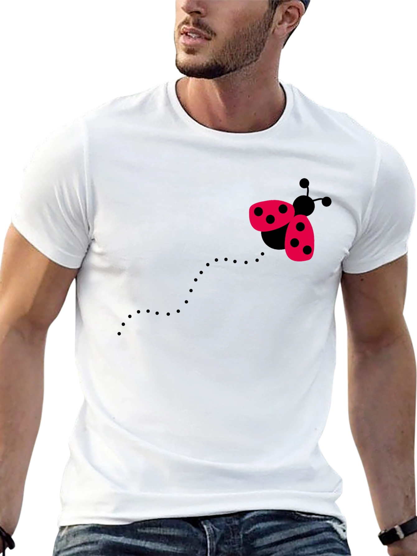 Ladybug Graphic Tee - Black Cotton Shirt