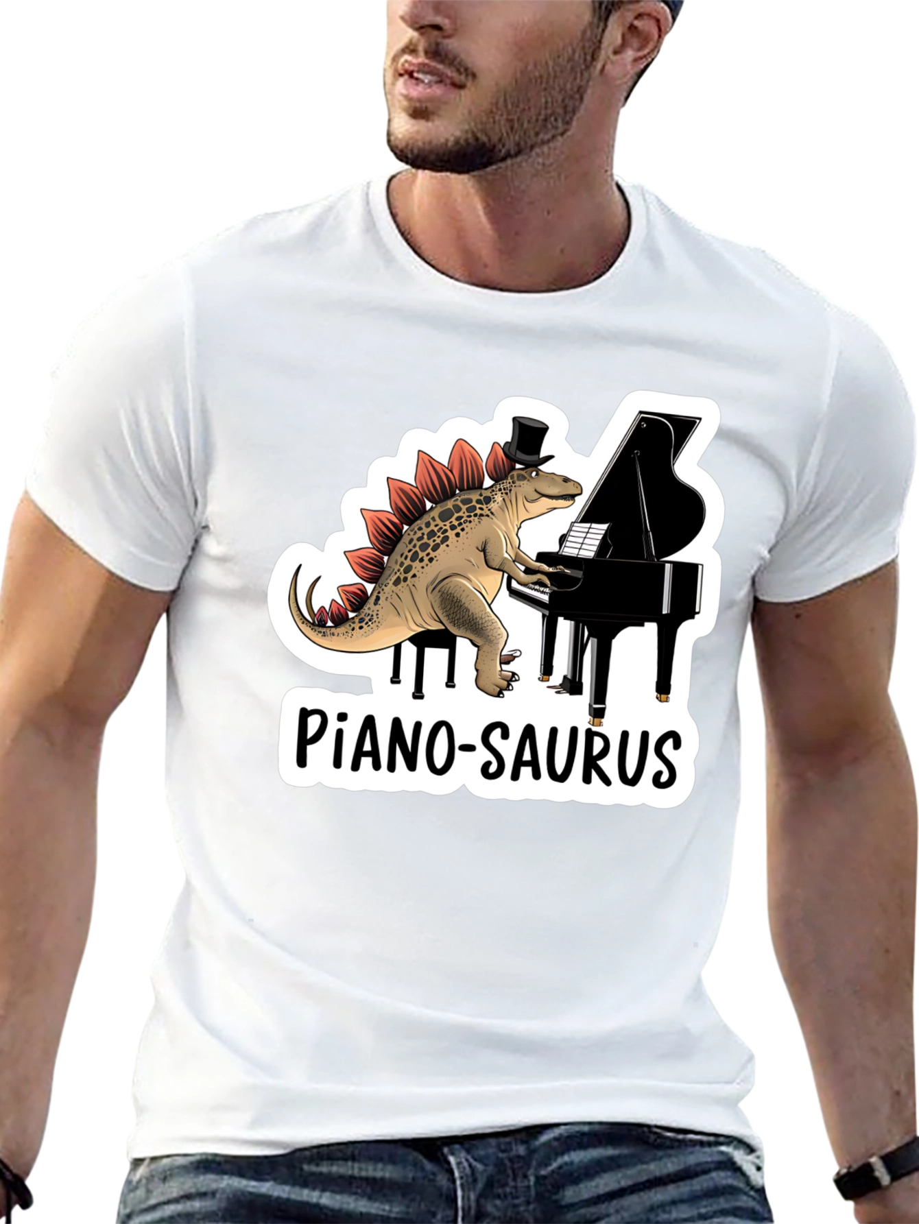 Piano-Saurus T-Shirt: Dinosaur Playing Piano!