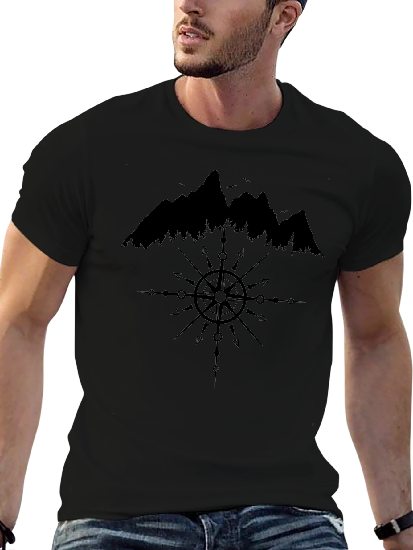 Mountain Compass Black Graphic Tee