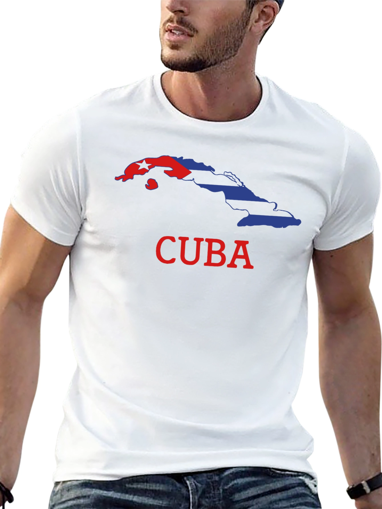 Cuba Flag Graphic Print Black T-Shirt