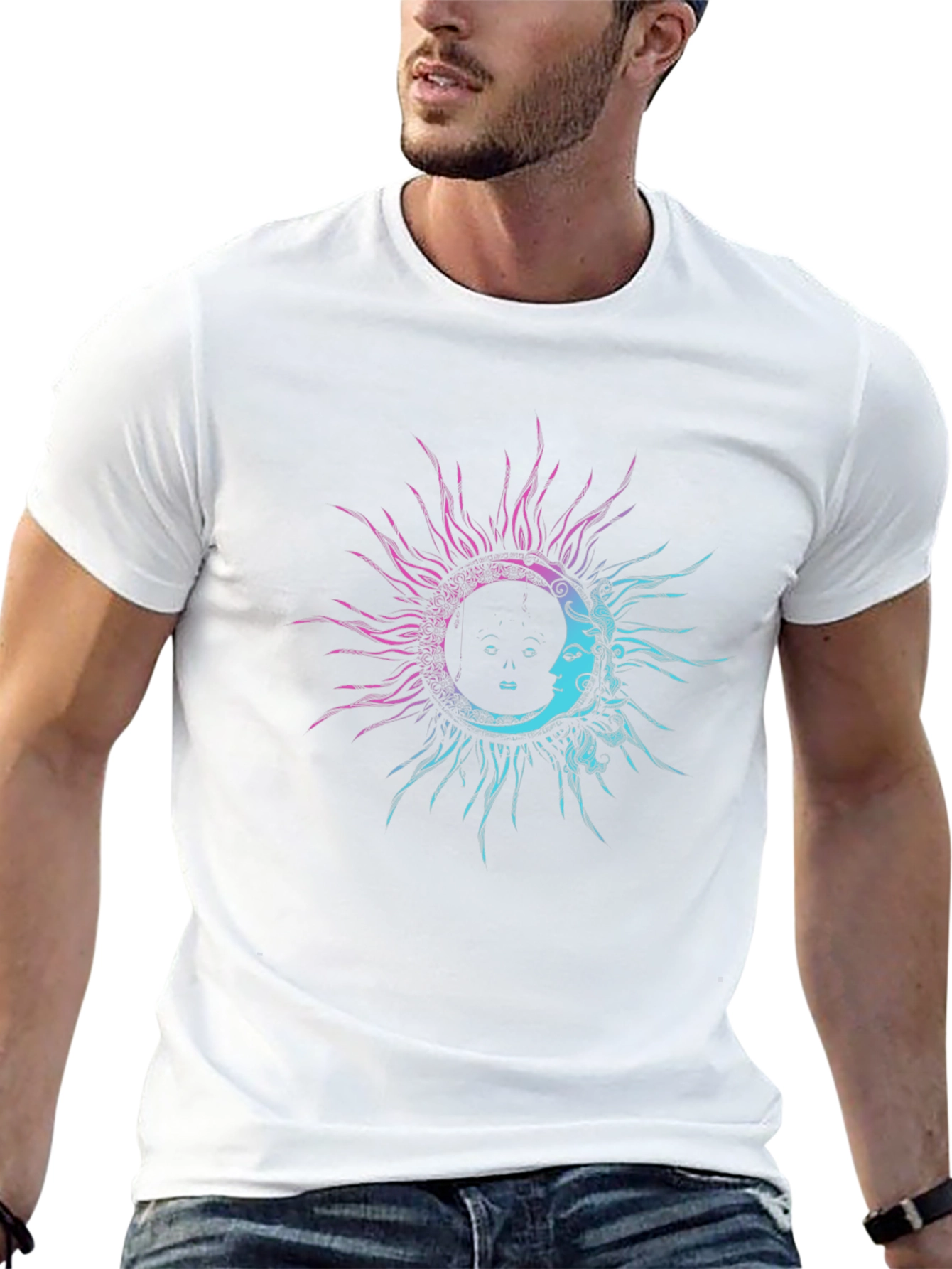 Sun & Moon Graphic Tee - Celestial Design