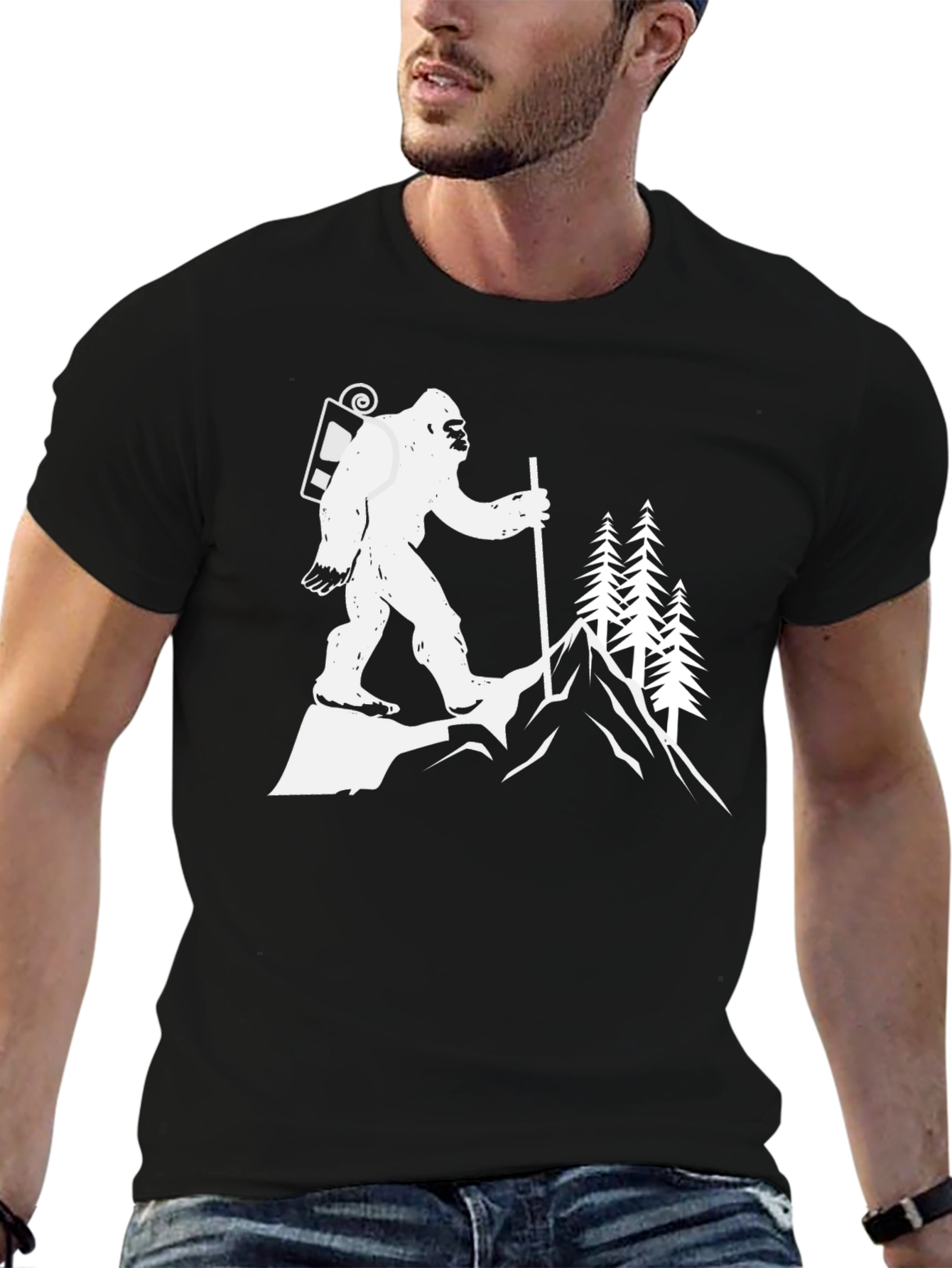 Sasquatch Hiking T-Shirt - Bigfoot Mountain Adventure Tee