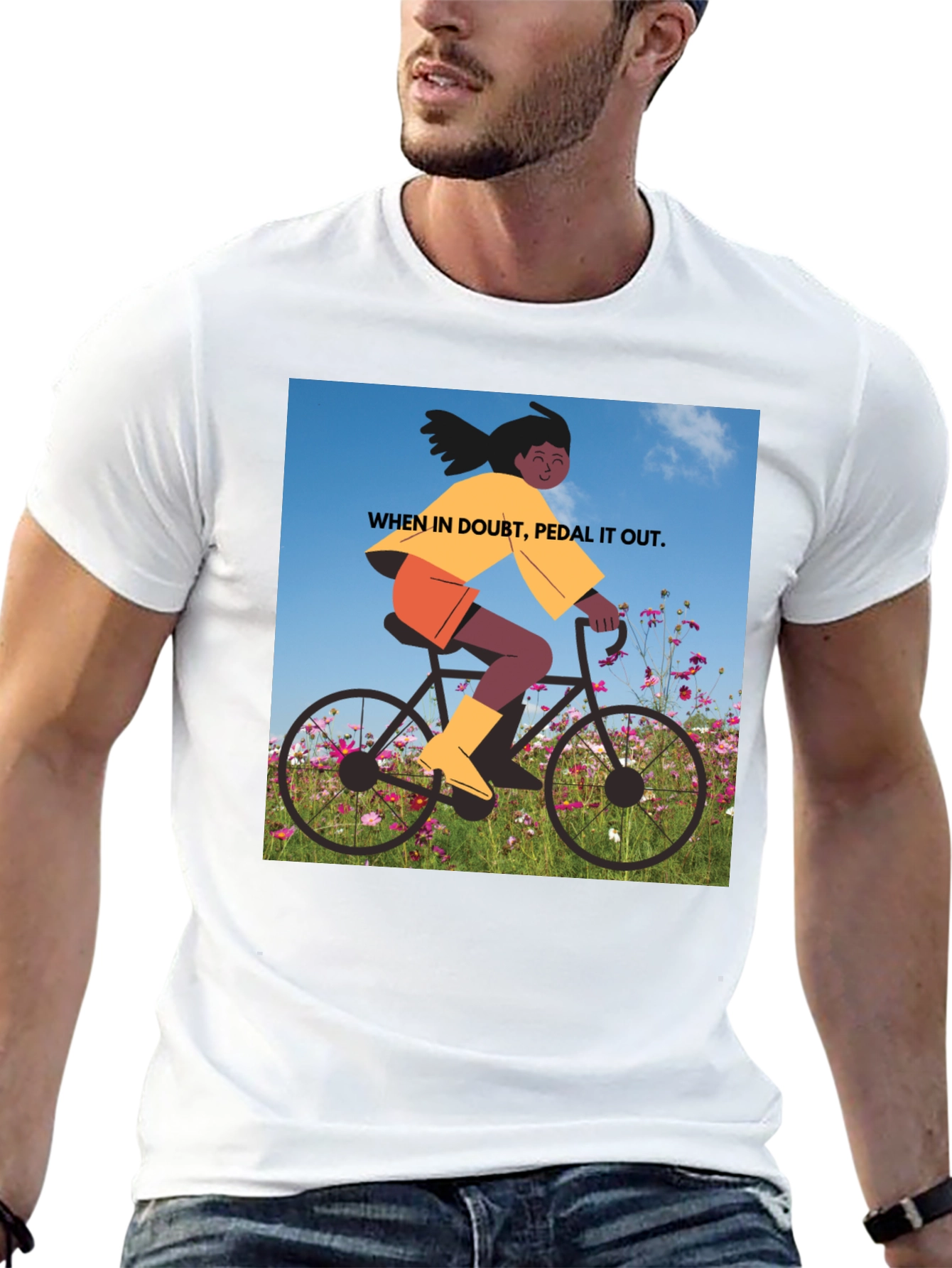 Pedal It Out Graphic Tee - Black Cotton T-Shirt