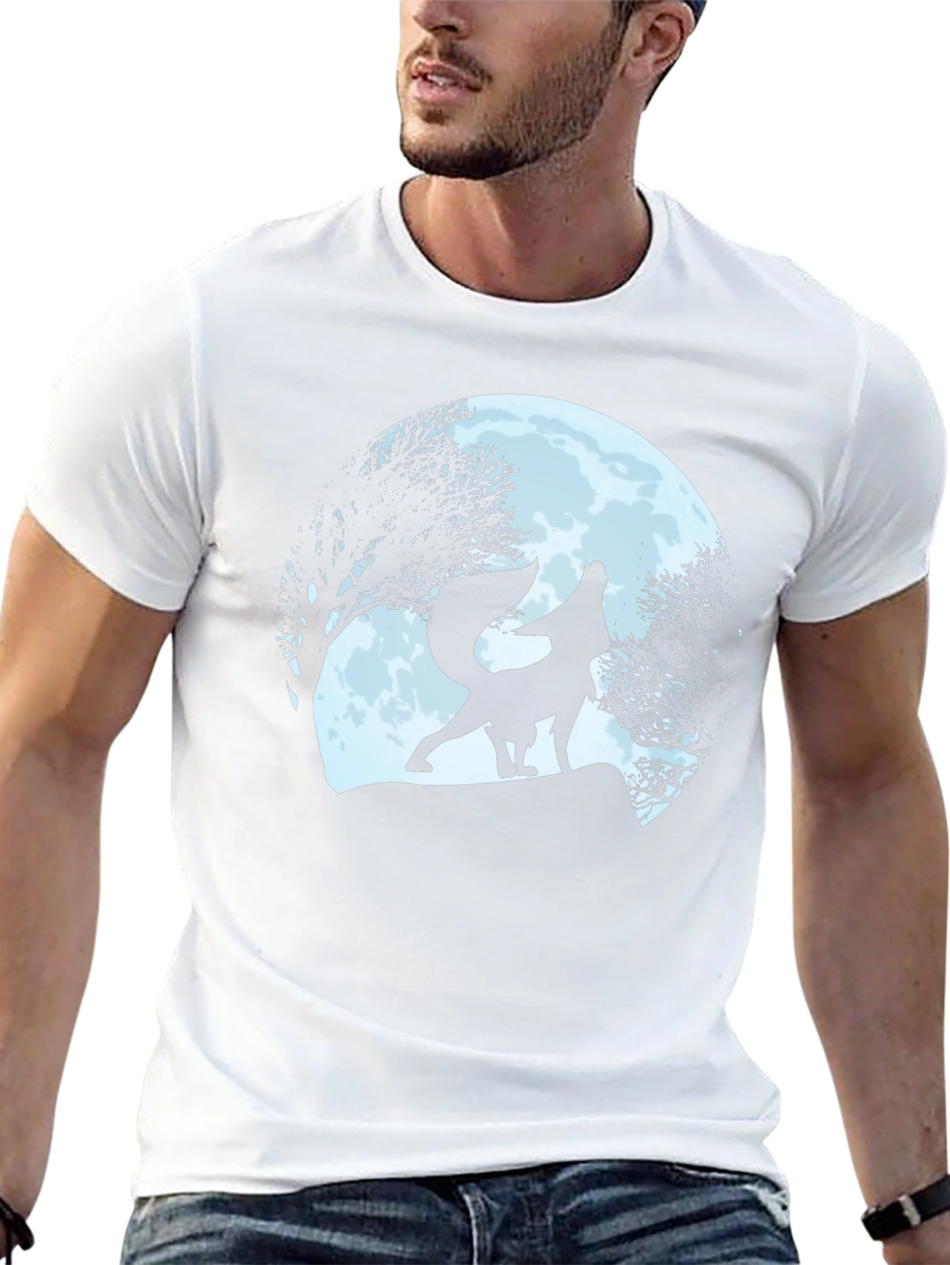 Wolf Howling at Moon Graphic Tee